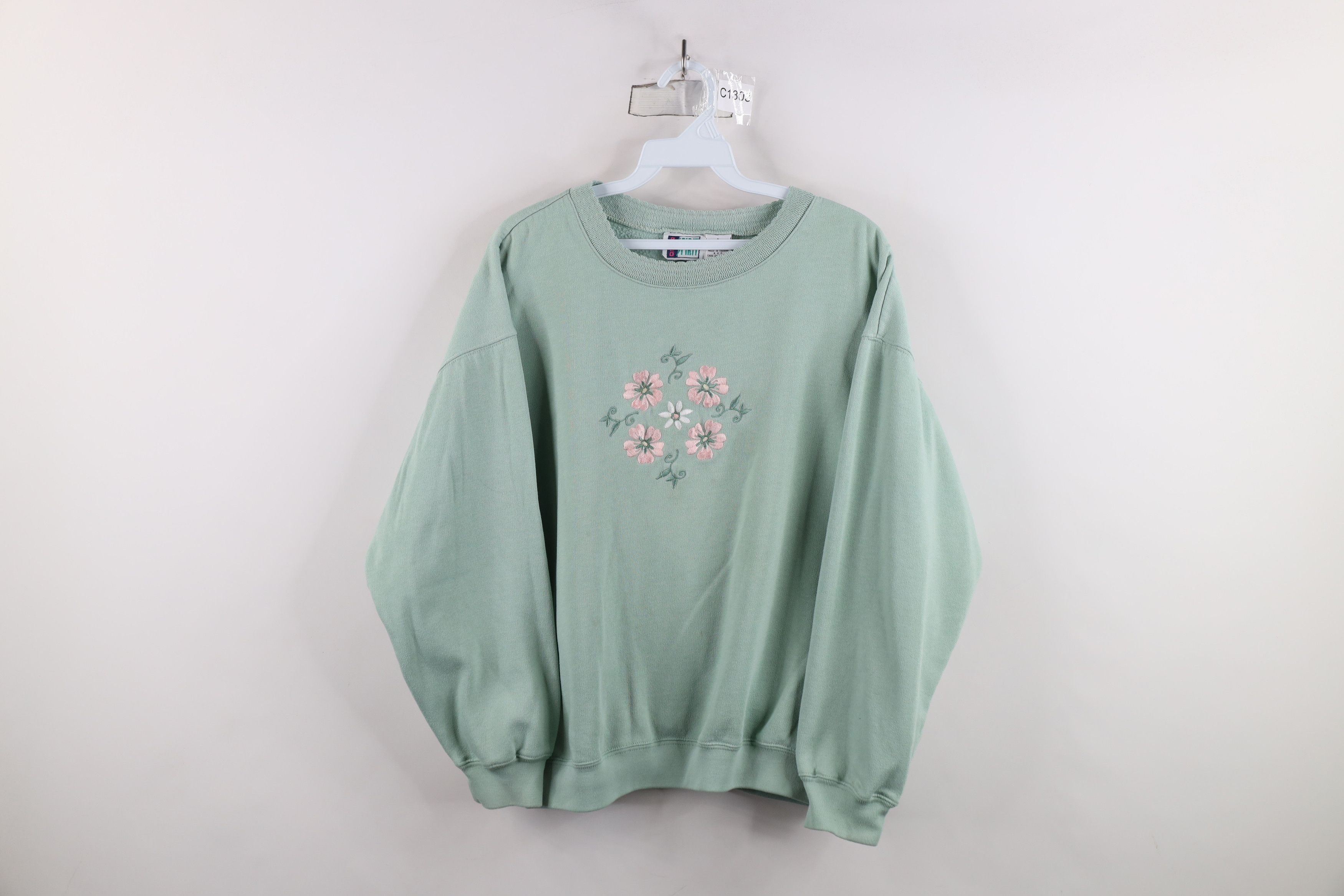 Vintage Vintage 90s Streetwear Nature Flower Floral Sweatshirt Green Size L / US 10 / IT 46 - 1 Thumbnail