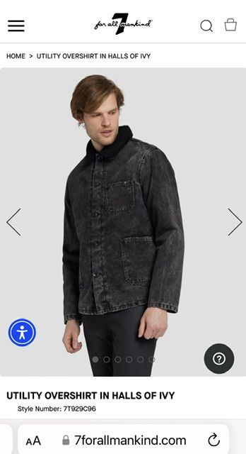 image of 7 For All Mankind New Utility Denim Jacket In Halls Of Ivy (Faded Black), Men's (Size Medium)