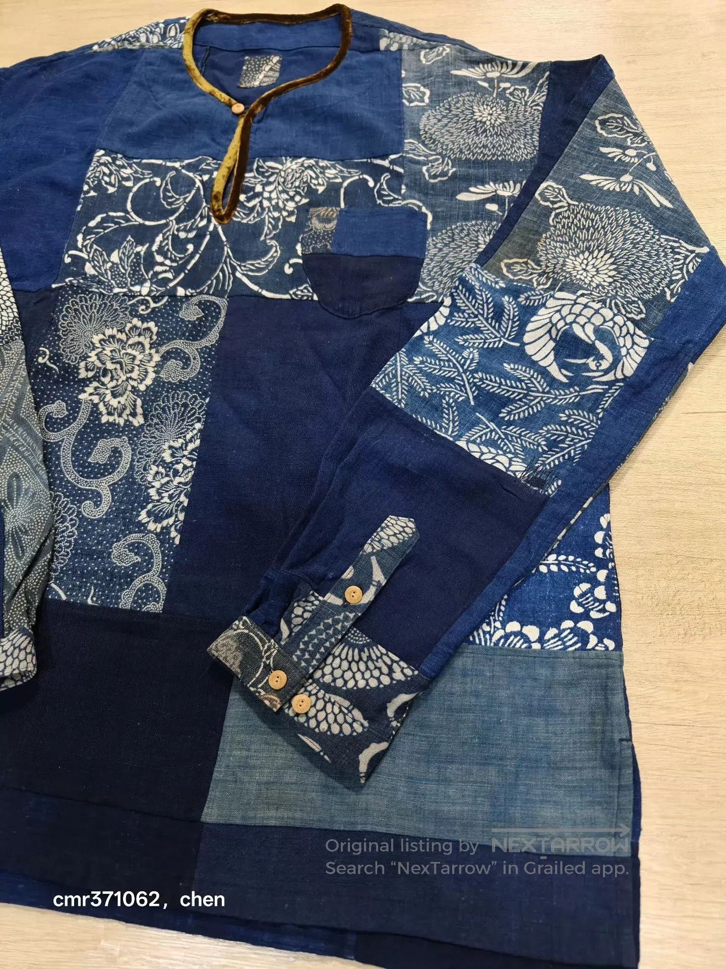 Visvim Blue Patchwork Long-Sleeve Shirt XL. Size US XL / EU 56 / 4 - 4 Thumbnail