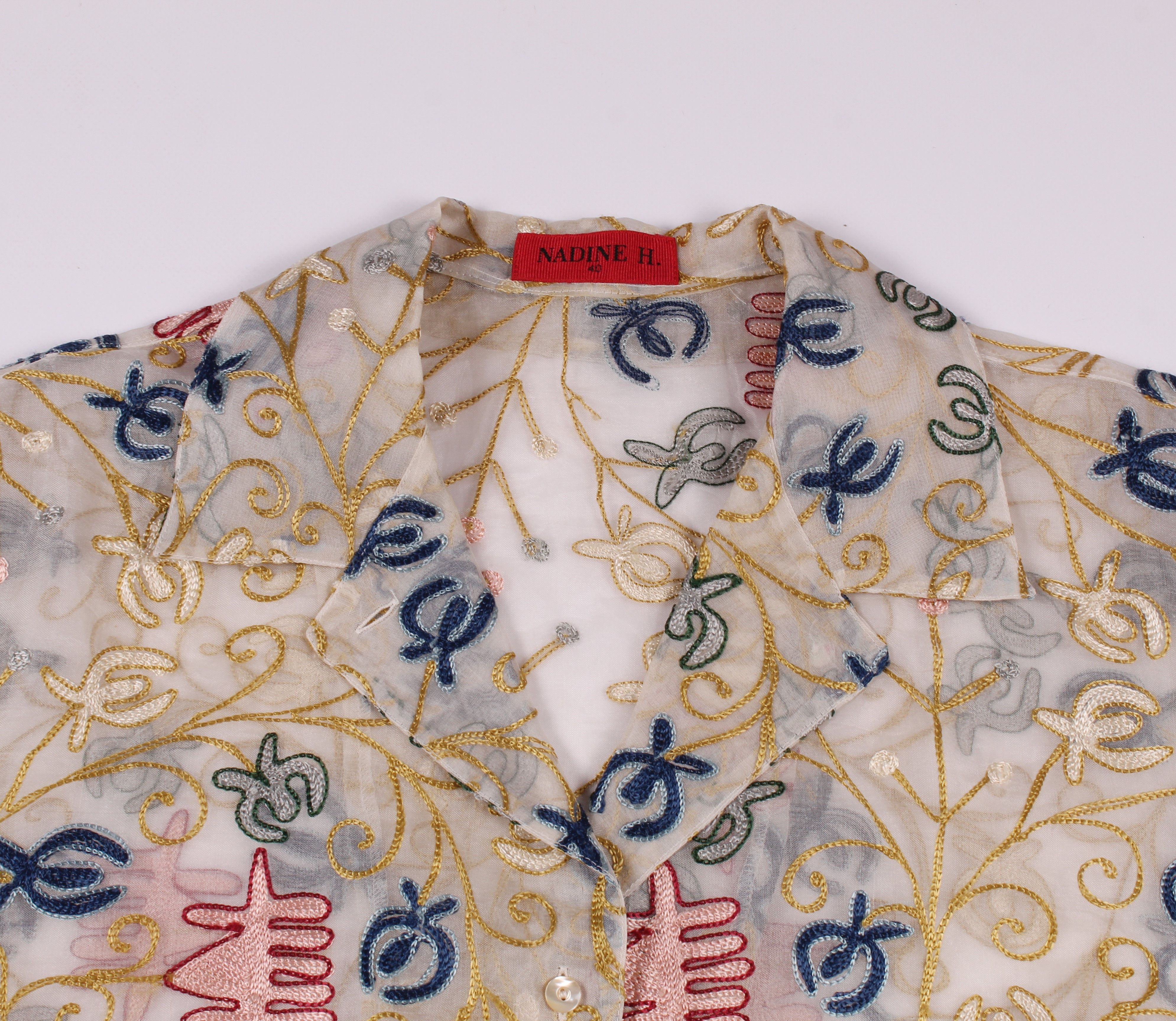 Vintage Vintage Y2K Embroidered Silk Oversize Shirt Top Size M / US 6-8 / IT 42-44 - 5 Thumbnail