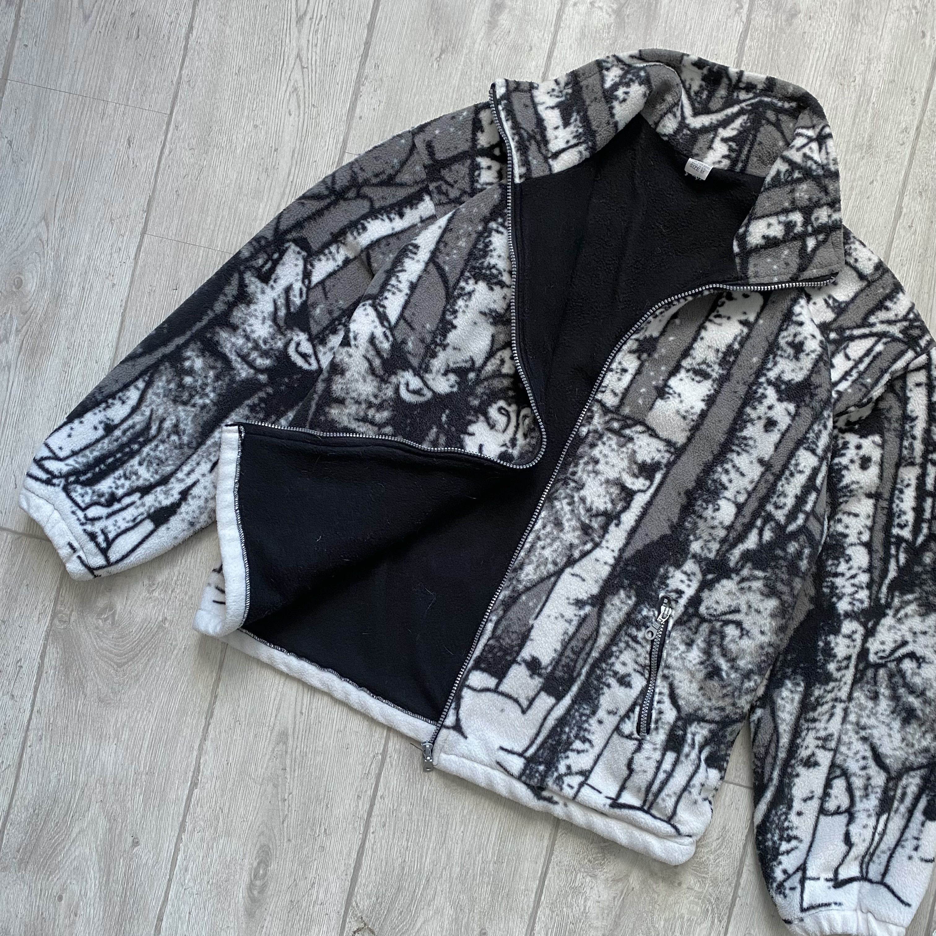 🐺 Vintage Fleece Wolf Sherpa Jacket Full Zip Animal print