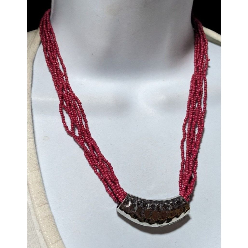 Other Red And Silver Beaded Multistrand Necklace Size ONE SIZE - 3 Thumbnail
