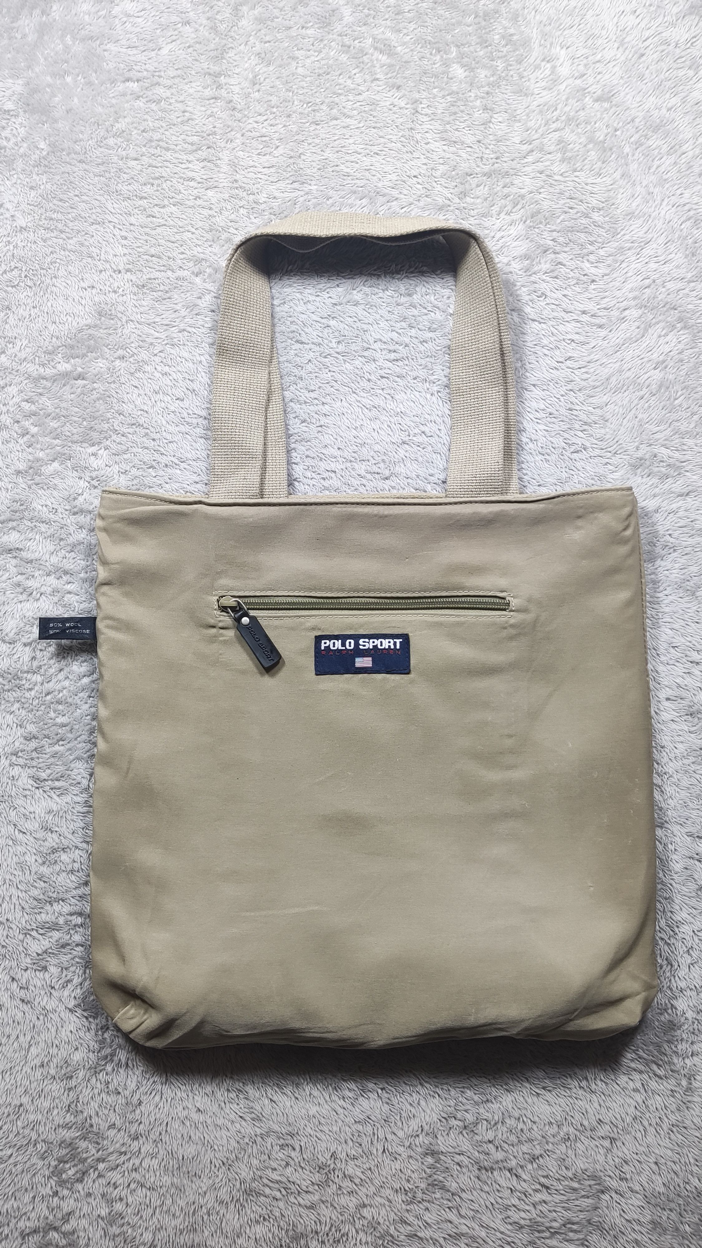 Polo Ralph Lauren Vintage Polo Sport wool Tote Bag With USA Flag Patch Size ONE SIZE - 6 Thumbnail