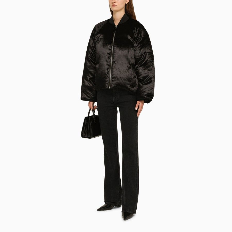 Loulou de Saison o1d2blof0824 Lafu Velvet Padded Bomber Jacket in Black Size M / US 6-8 / IT 42-44 - 2 Thumbnail