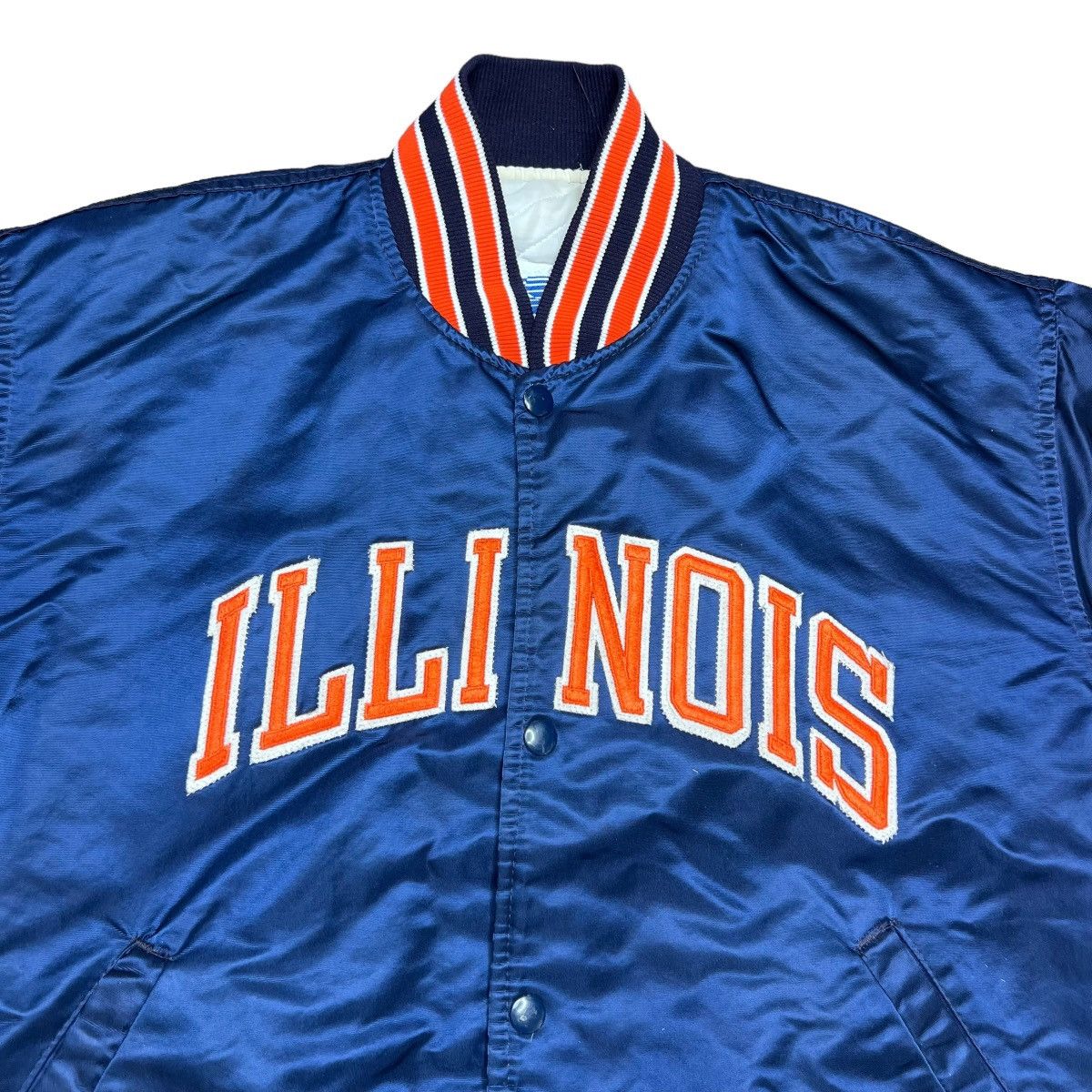 NCAA × Starter × Vintage Vintage 80s NCAA Fighting Illini Starter Satin Bomber Jacket Size US L / EU 52-54 / 3 - 9 Thumbnail