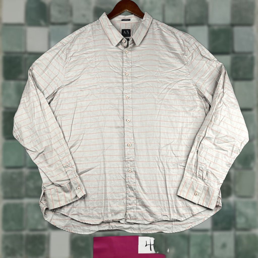 Armani Exchange Armani Exchange Slim Fit Long Sleeve Button Up Shirt 2XL Gray Pink Striped Mens Size US XXL / EU 58 / 5 - 1 Thumbnail