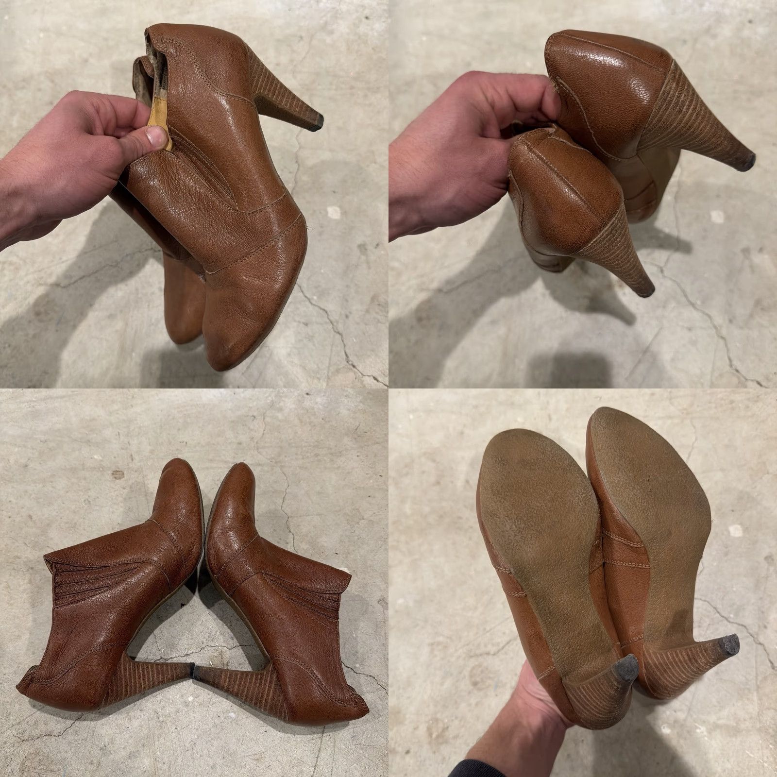 Vintage VINTAGE Audrey Brooke Avignon Brown Leather Slip On Ankle Booties Heels Sz 6.5 M Womens Bootie Size US 5 / IT 35 - 8 Thumbnail
