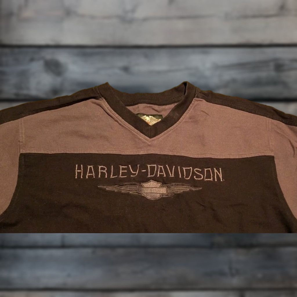 Harley Davidson Harley-Davidson Mens Long Sleeve V-neck Heavyweight Knit Shirt Black Gray 2XL Size US XXL / EU 58 / 5 - 1 Thumbnail