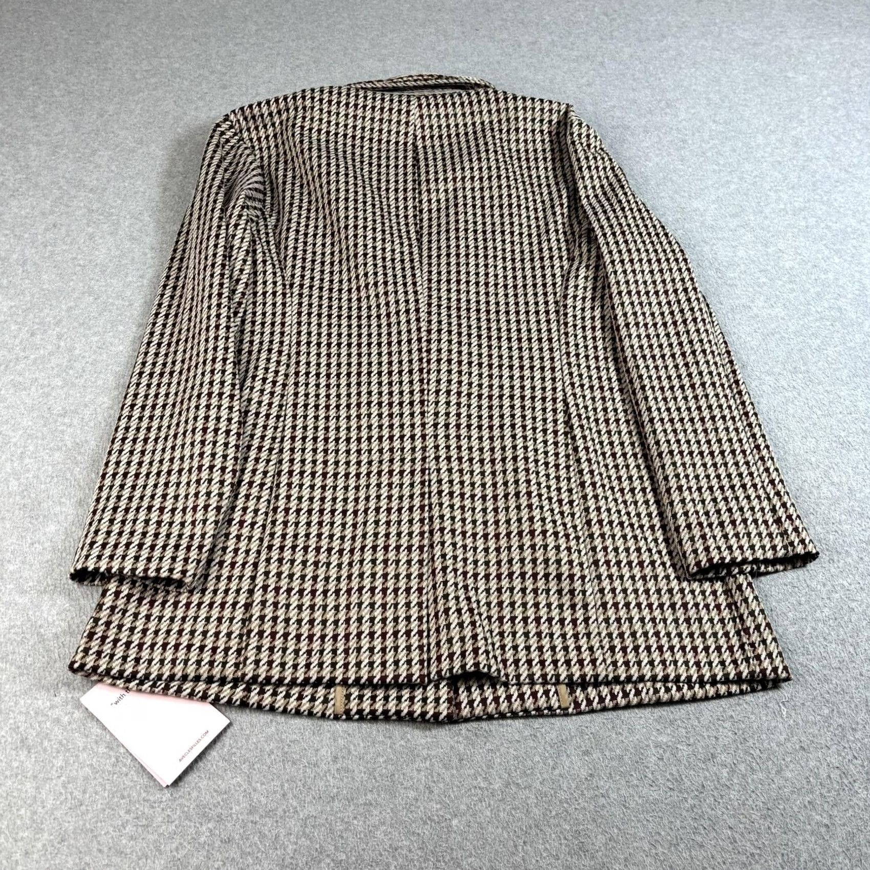 AVEC LES FILLES Avec Les Filles Coatigan Women's Medium Brown Houndstooth Overcoat Blazer Knit Pocketed Buttoned Mid-Length Unlined Fall/Winter Casual Business Size M / US 6-8 / IT 42-44 - 2 Thumbnail