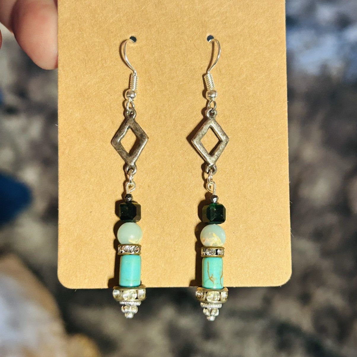 Handmade Handcrafted elegant genuine stone earrings Size ONE SIZE - 2 Thumbnail