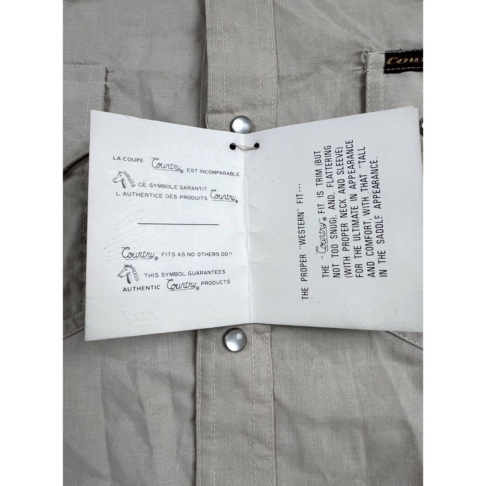 Vintage VINTAGE Country Western Shirt Mens Large Beige Solid Long Sleeve Snap Button Front Collar Tag Pockets Regular Fit Size US L / EU 52-54 / 3 - 5 Thumbnail