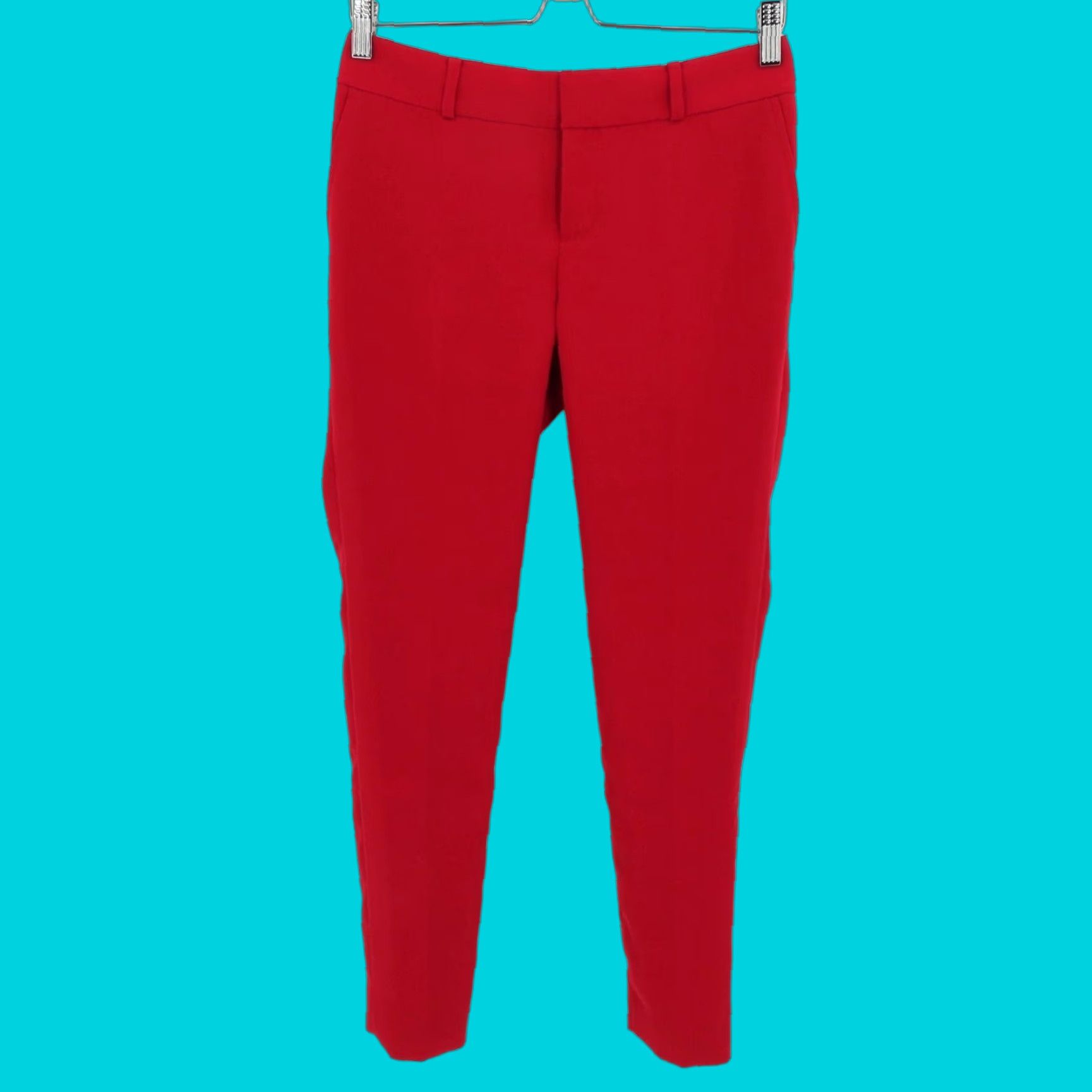 Banana Republic Banana Republic Martin-Fit Dress Pants Womens 0 Red Solid Pleated Front Tapered Inseam 28.5" Size 25" / US 0 / IT 36 - 1 Thumbnail