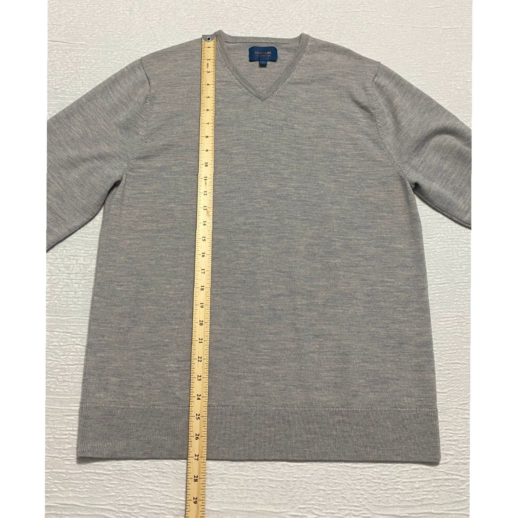 Vintage Fairlane Merino Wool Sweater Mens XXL Gray V-Neck Pullover Knit Shortened? Size US XXL / EU 58 / 5 - 6 Thumbnail