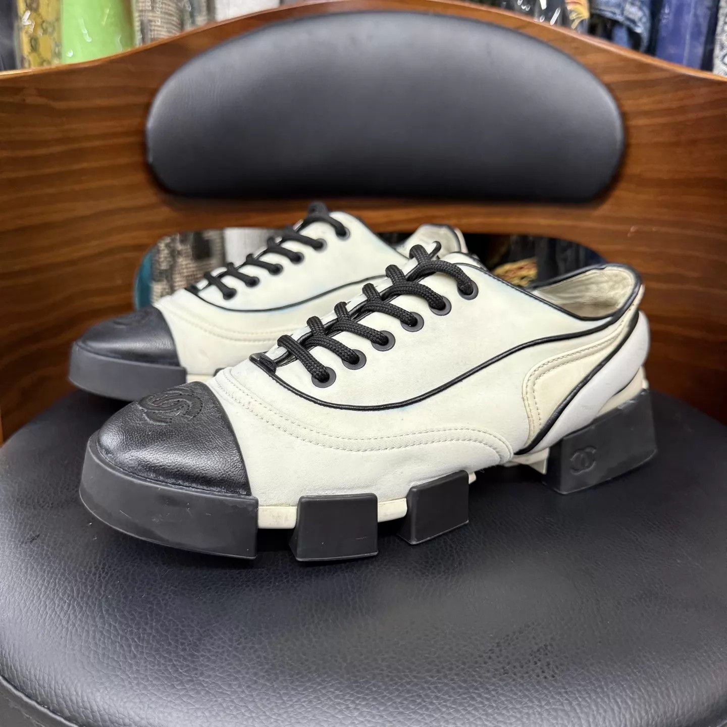 Chanel Chanel Black & White Moon Sneakers 36.5 Excellent Size US 6 / IT 36 - 1 Thumbnail