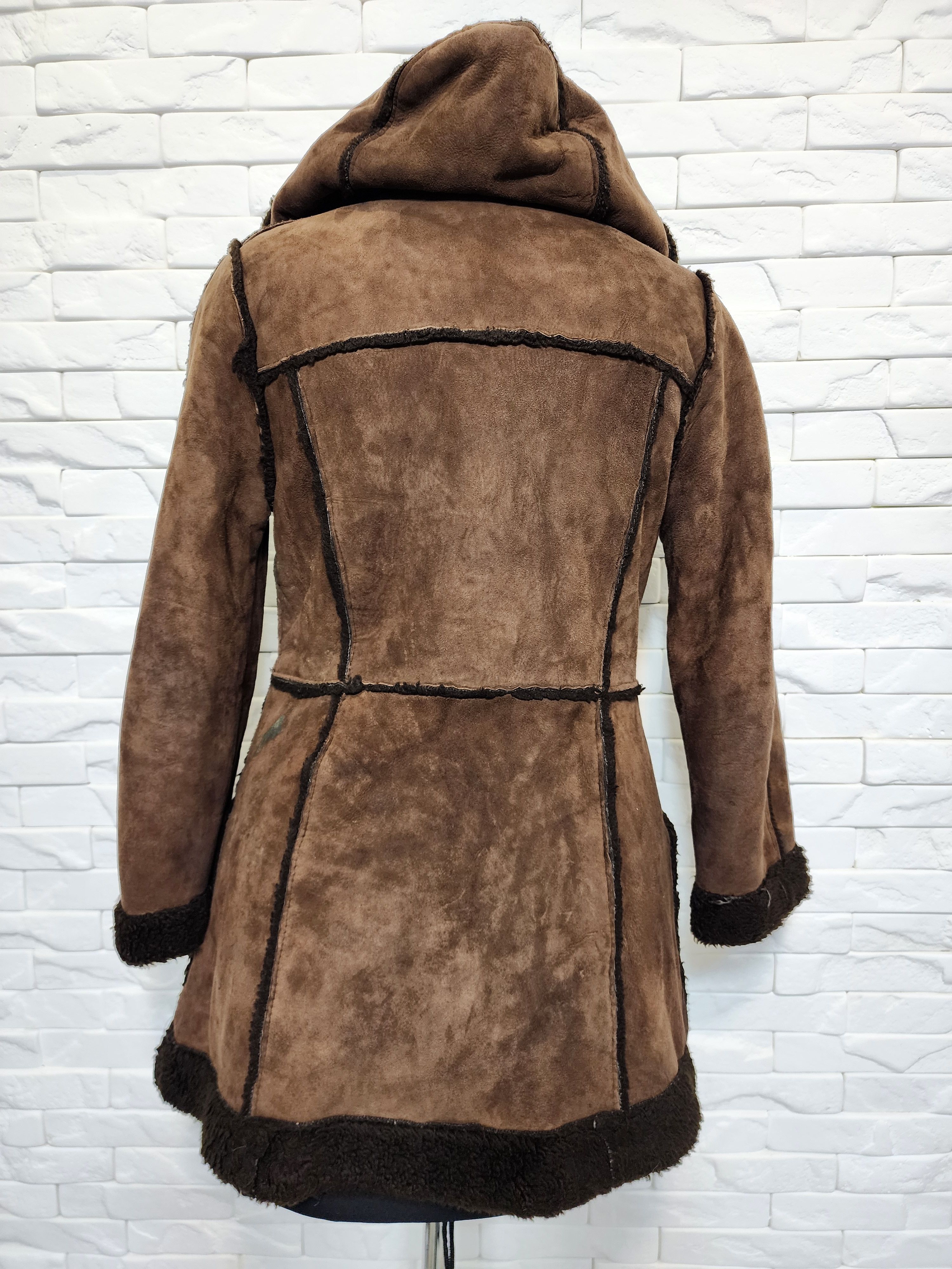 Genuine Leather Brown Suede Leather Jacket: Classic Hooded Design Size S / US 4 / IT 40 - 4 Thumbnail