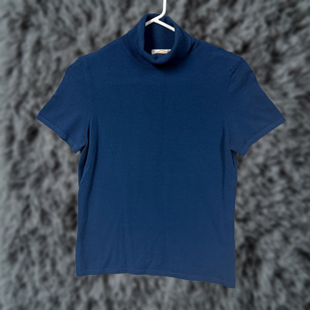 Talbots Talbots Sweater Womens Petite M Pullover Short Sleeve Blue Turtleneck Kn IT Solid, Italy, Classic, Preppy, All Seasons, Casual Womens Size M / US 6-8 / IT 42-44 - 1 Thumbnail