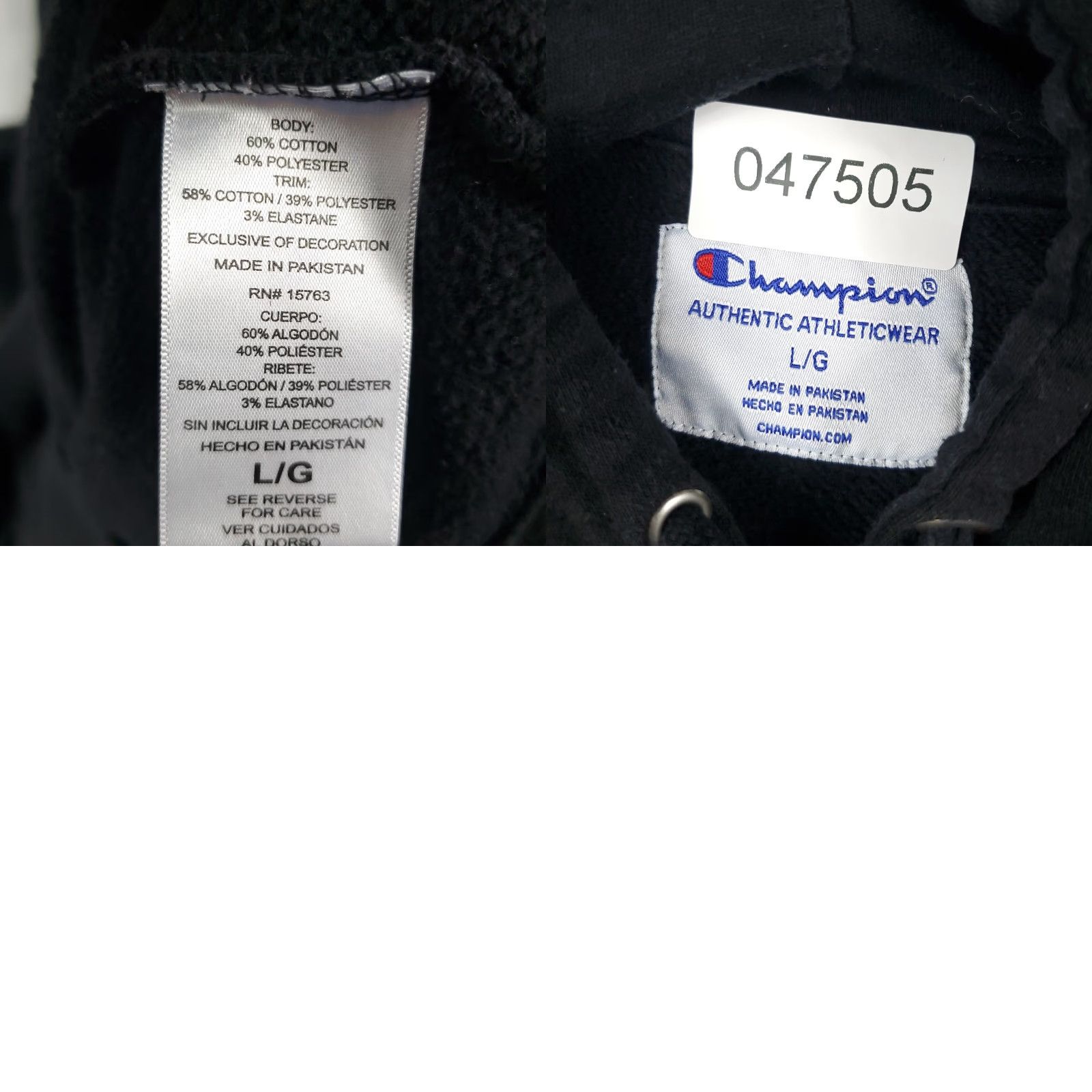 Champion Champion Hoodie Mens Large Black Pullover Sweatshirt Mock Neck Size US L / EU 52-54 / 3 - 8 Thumbnail