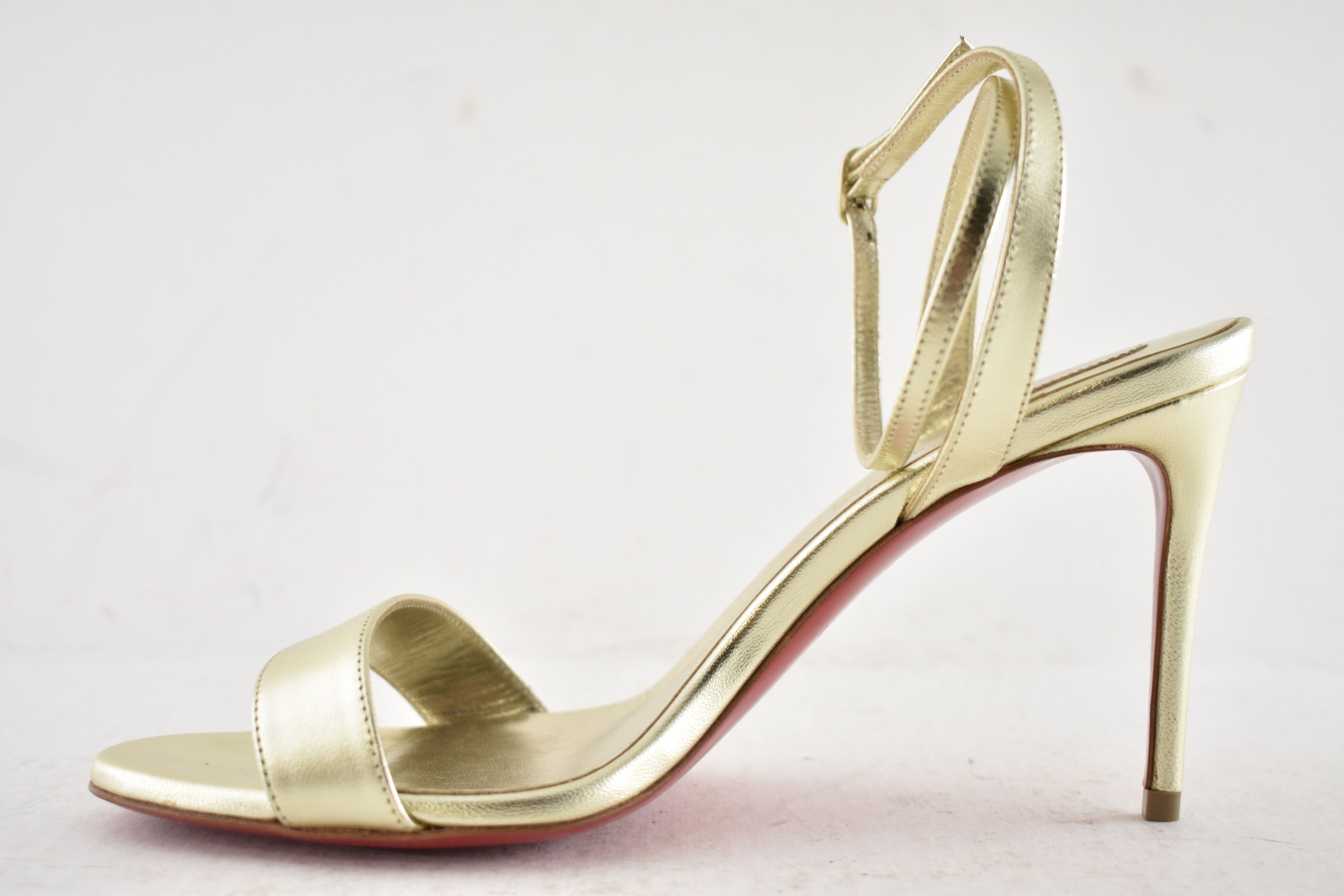 Christian Louboutin Loubigirl 85 Platine Gold Ankle Strap Sandal Heel Pump 41 Size US 11 / IT 41 - 14 Thumbnail