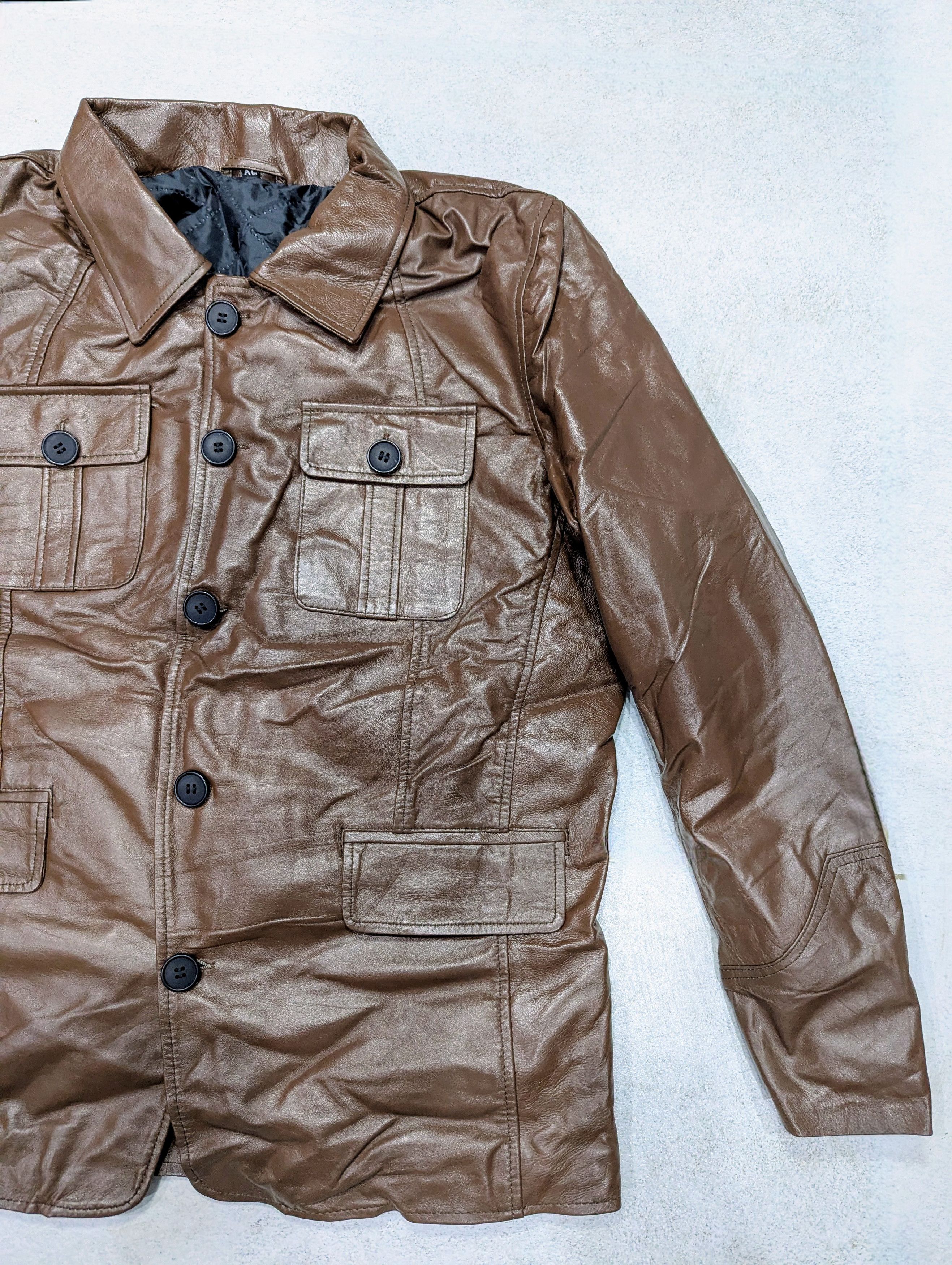 Genuine Leather × Vintage Men Distressed Brown Leather Jacket Military Inspired Rugged Size US M / EU 48-50 / 2 - 2 Thumbnail