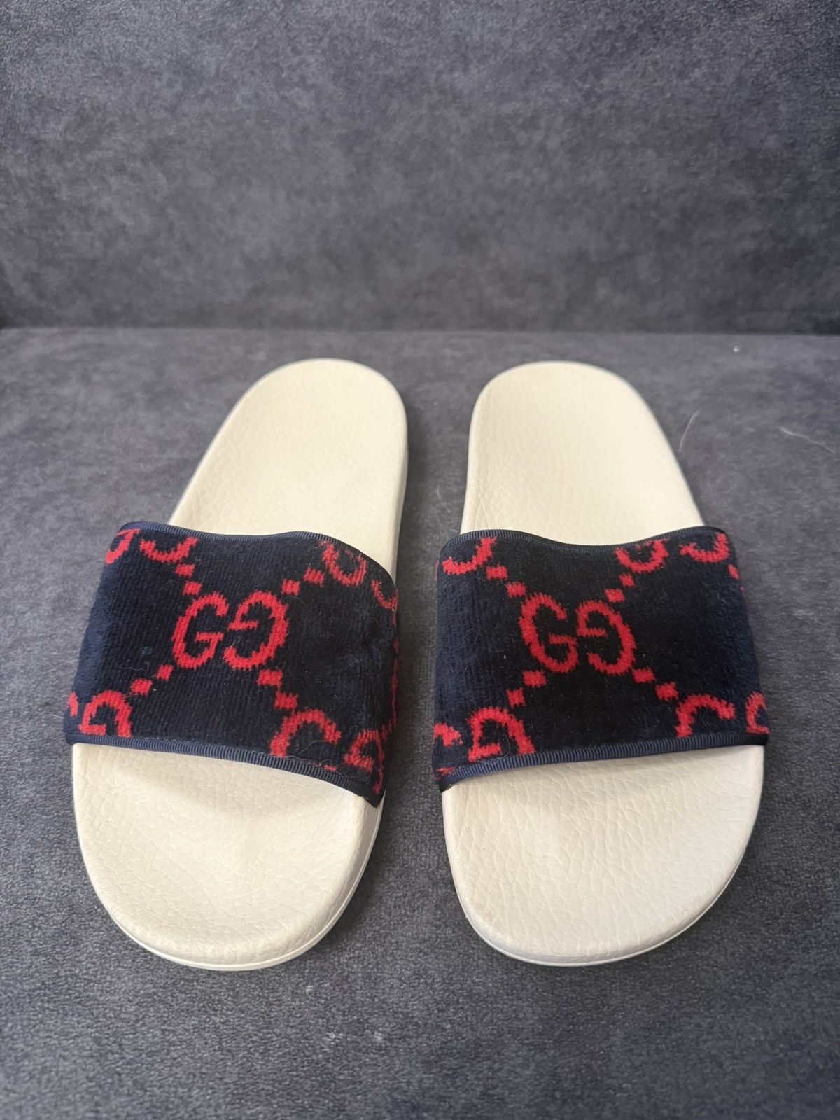 Gucci women’s GG Logo Velvet Monogram Slide Size EU 38 US 8