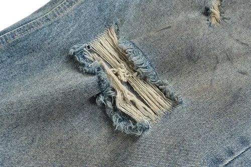 Japanese Brand Kawamura x Min Mud Dyed Washed Hole Blue Baggy Jeans Size US 35 - 5 Thumbnail