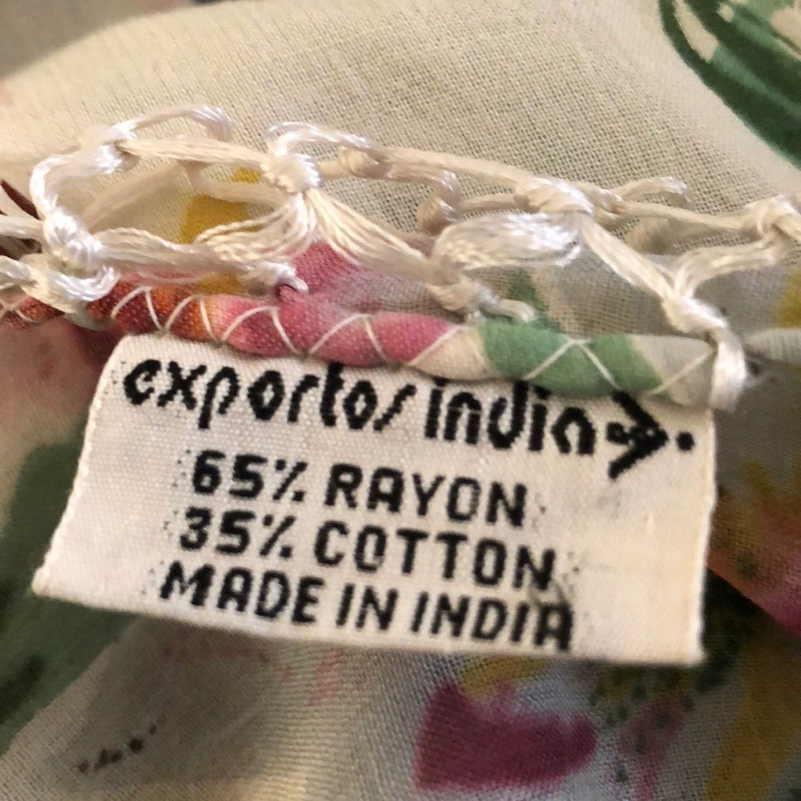 Other Exportos India colorful floral print fringe scarf Size ONE SIZE - 4 Thumbnail