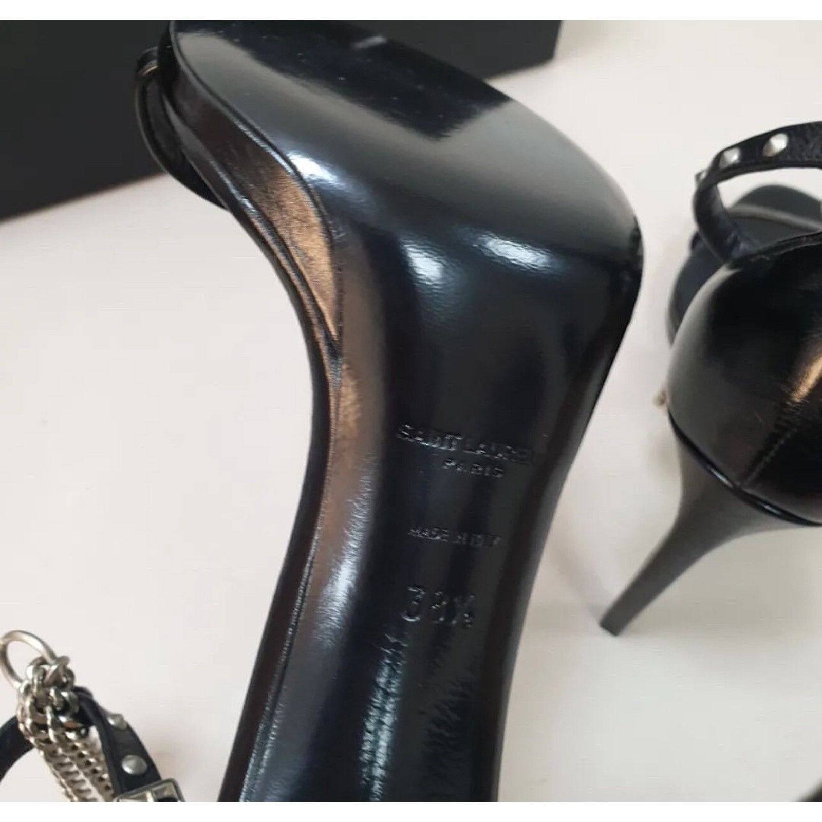 Saint Laurent Paris NWOB Saint Laurent Black Leather Heeled Sandals Sz.38.5 Size US 7.5 / IT 37.5 - 3 Thumbnail