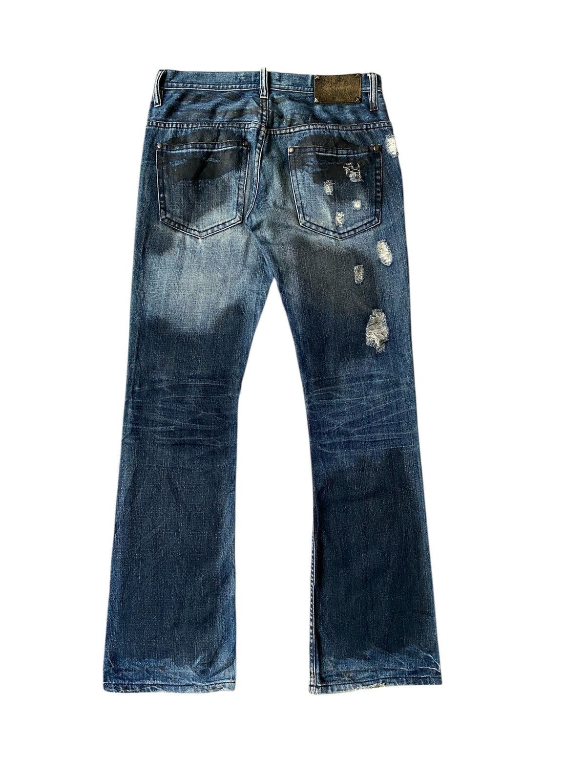 Tornado Mart Midas Waxed Claw Mark Distressed Flare Design Denim Size US 30 / EU 46 - 2 Thumbnail