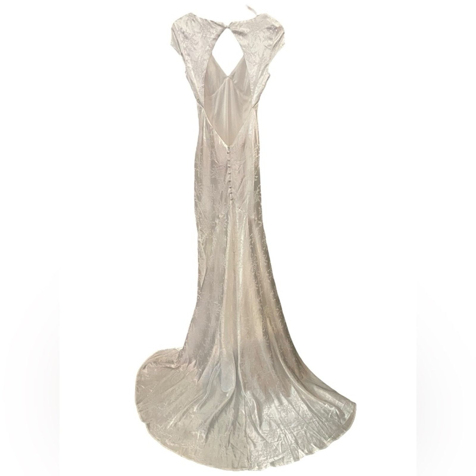 Other Loveliest Dream Satin Jacquard Backless Mermaid Maxi Dress S Size S / US 4 / IT 40 - 6 Thumbnail