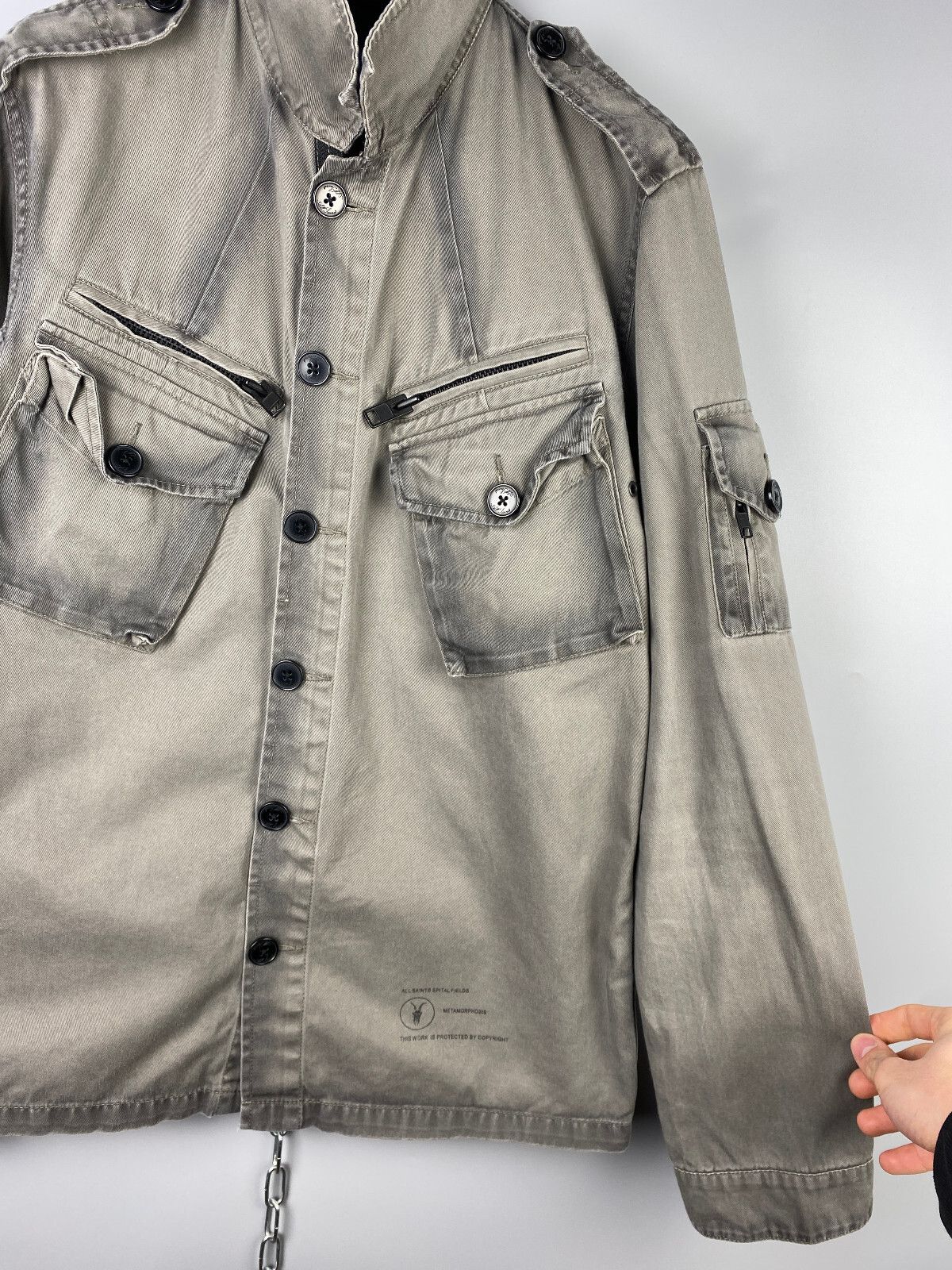 Allsaints All Saints Mens Garment Dyed Mason Overshirt Jacket Size US M / EU 48-50 / 2 - 7 Thumbnail