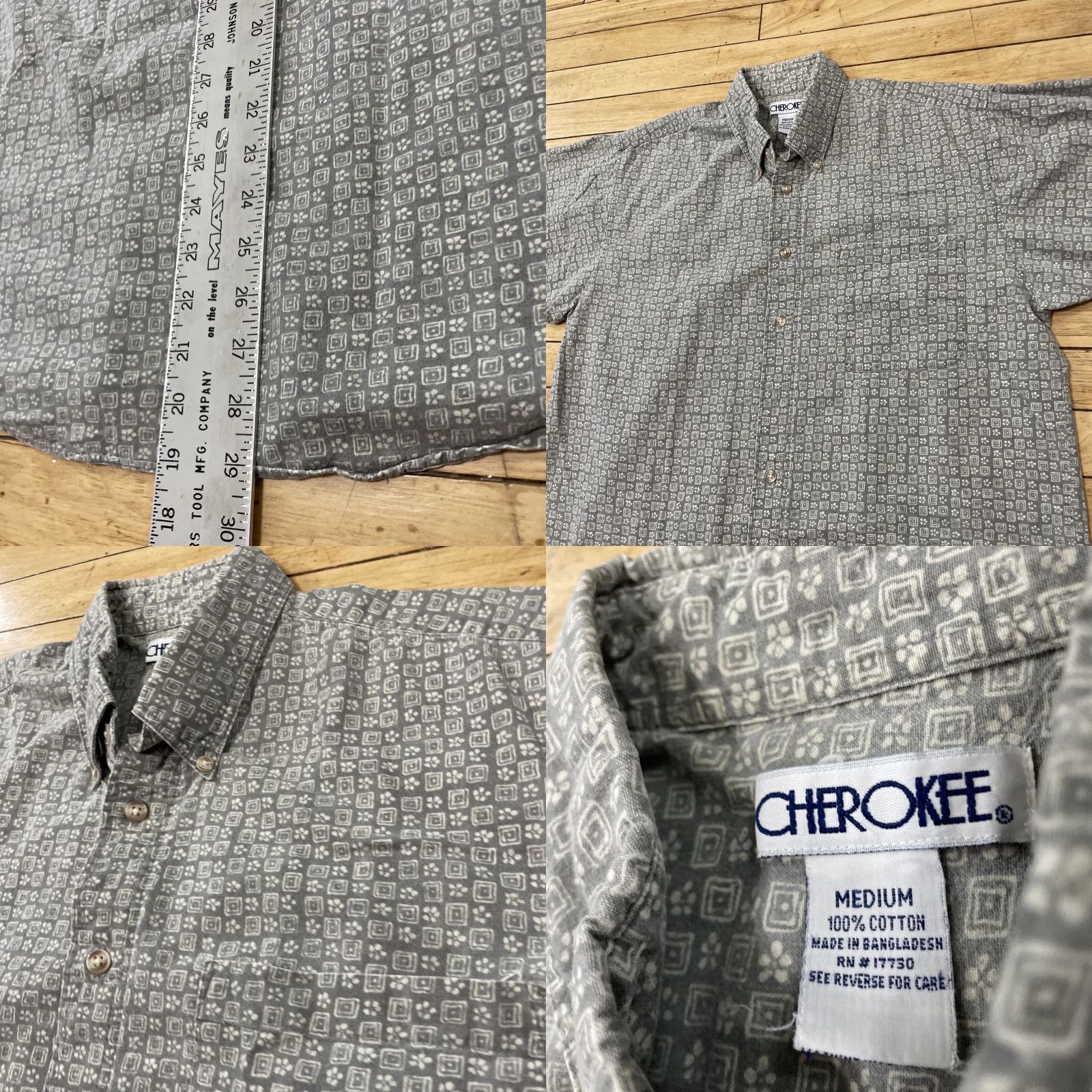 Cherokee VINTAGE Cherokee Button-Up Shirt Men M Gray Western Geometric Floral Retro Grandpa Shirt Size US M / EU 48-50 / 2 - 8 Thumbnail