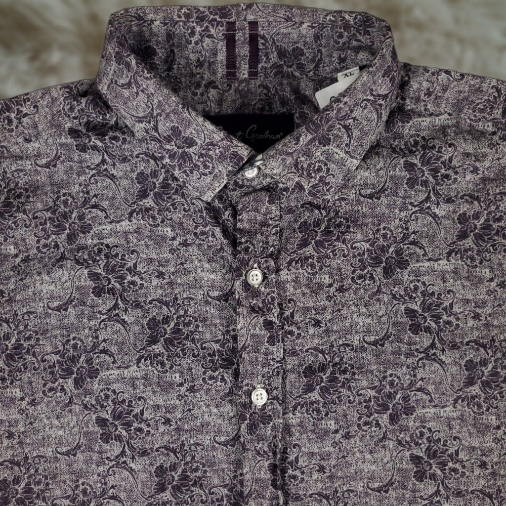 Robert Graham VINTAGE Robert Graham Shirt Mens XL Short Sleeve Button Up Floral Woven Cotton Casual Elegant Size US XL / EU 56 / 4 - 1 Thumbnail