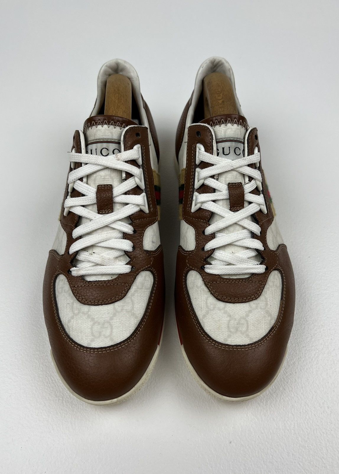 Gucci GUCCI Sneakers Low Top Shoes GG Monogram Web Stripe White Size US 7.5 / EU 40-41 - 4 Thumbnail
