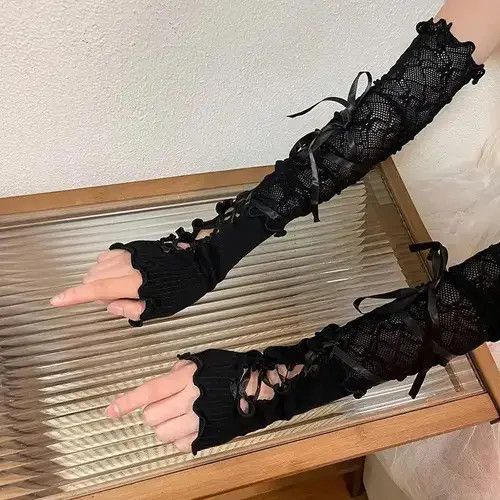 Japanese Brand × Vintage Black Vintage Pynk Gothic Y2k Gloves For Woman Size ONE SIZE - 3 Thumbnail