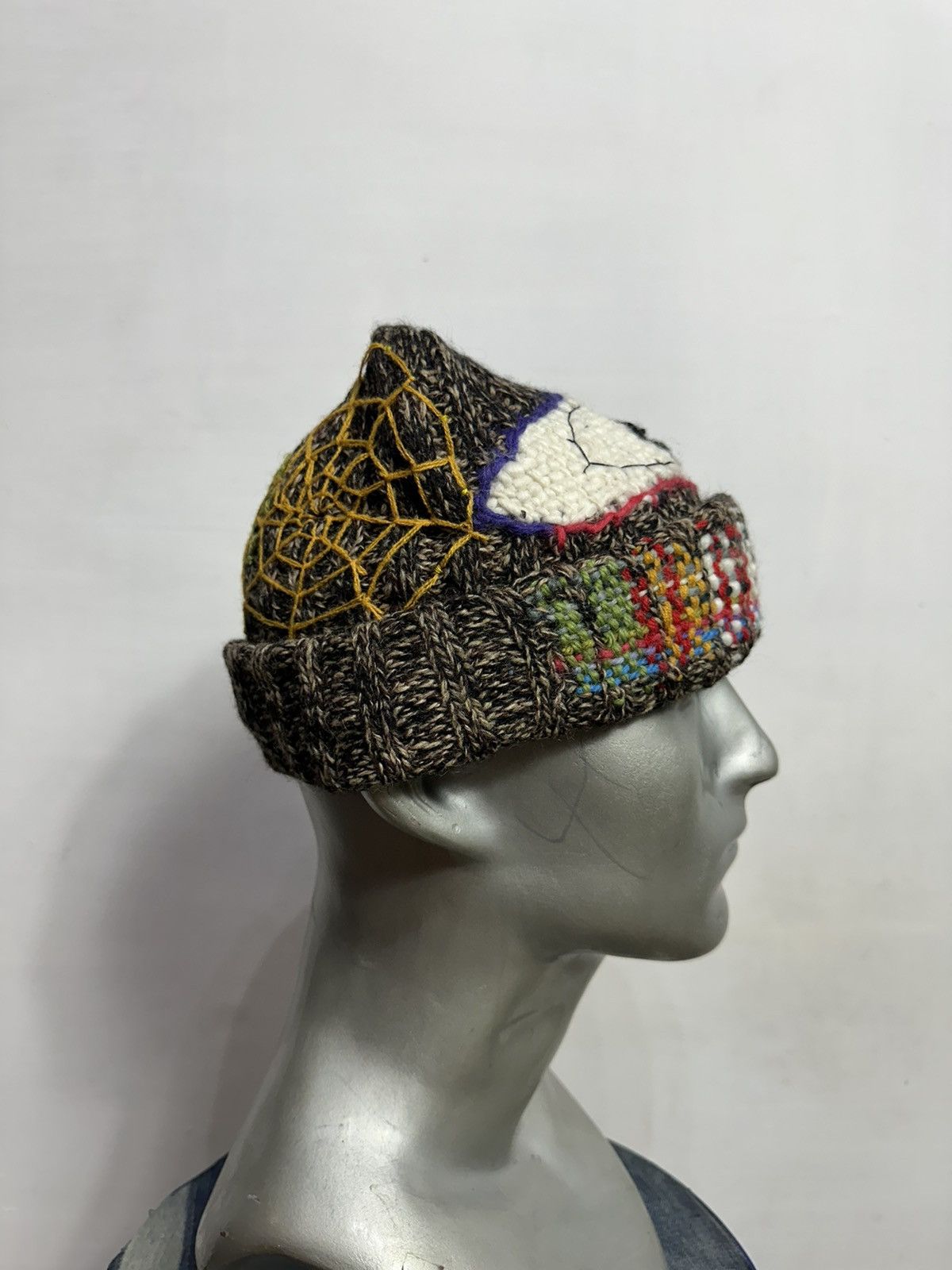 Handmade Custom Nice Design Art Knitted Eye Spiderweb Beanie Hats Size ONE SIZE - 4 Thumbnail