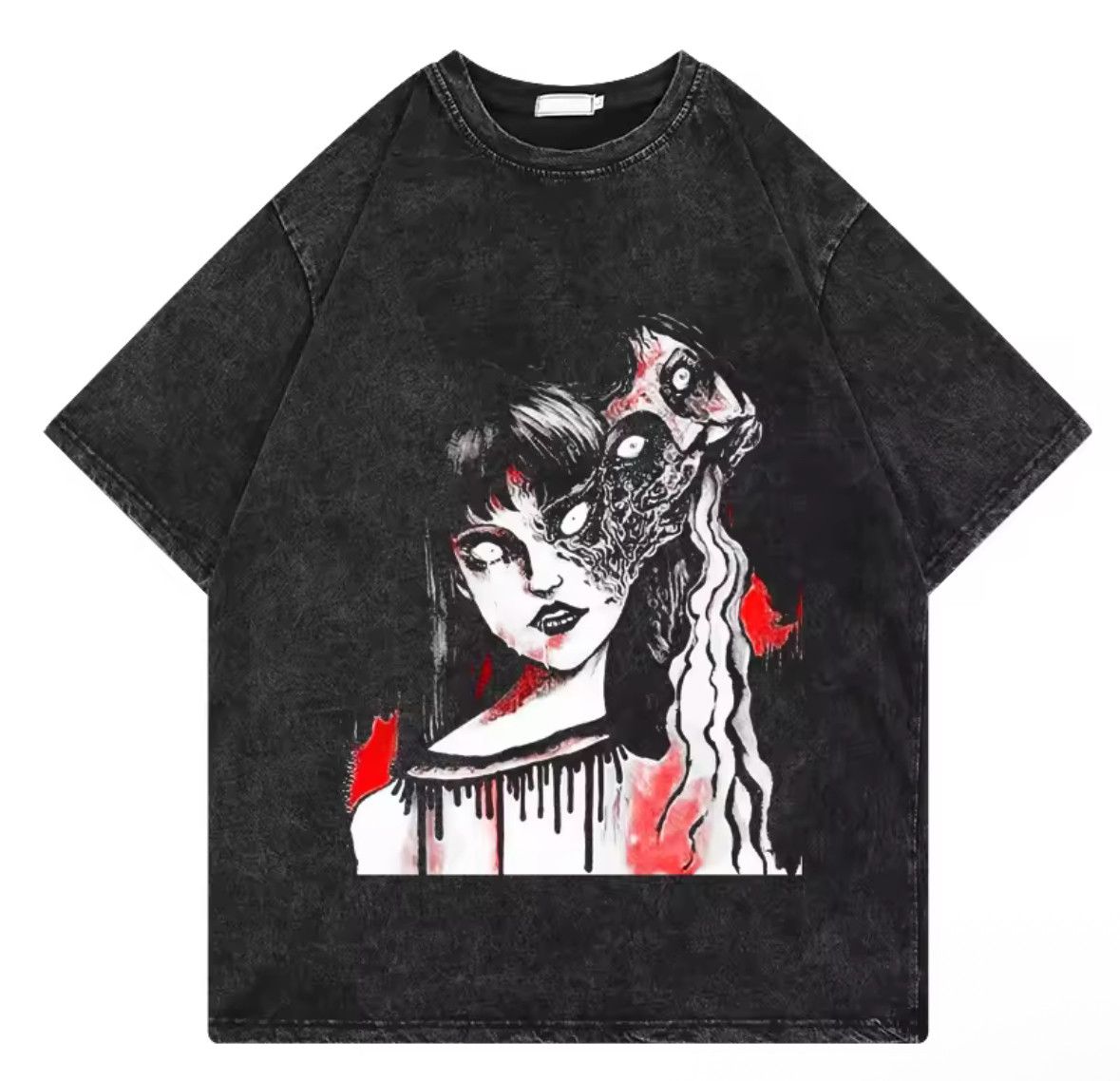 Japanese Brand Y2K Hip Hop Gothic Ghost Face Mask Anime Washed T-Shirt Size US M / EU 48-50 / 2 - 1 Thumbnail