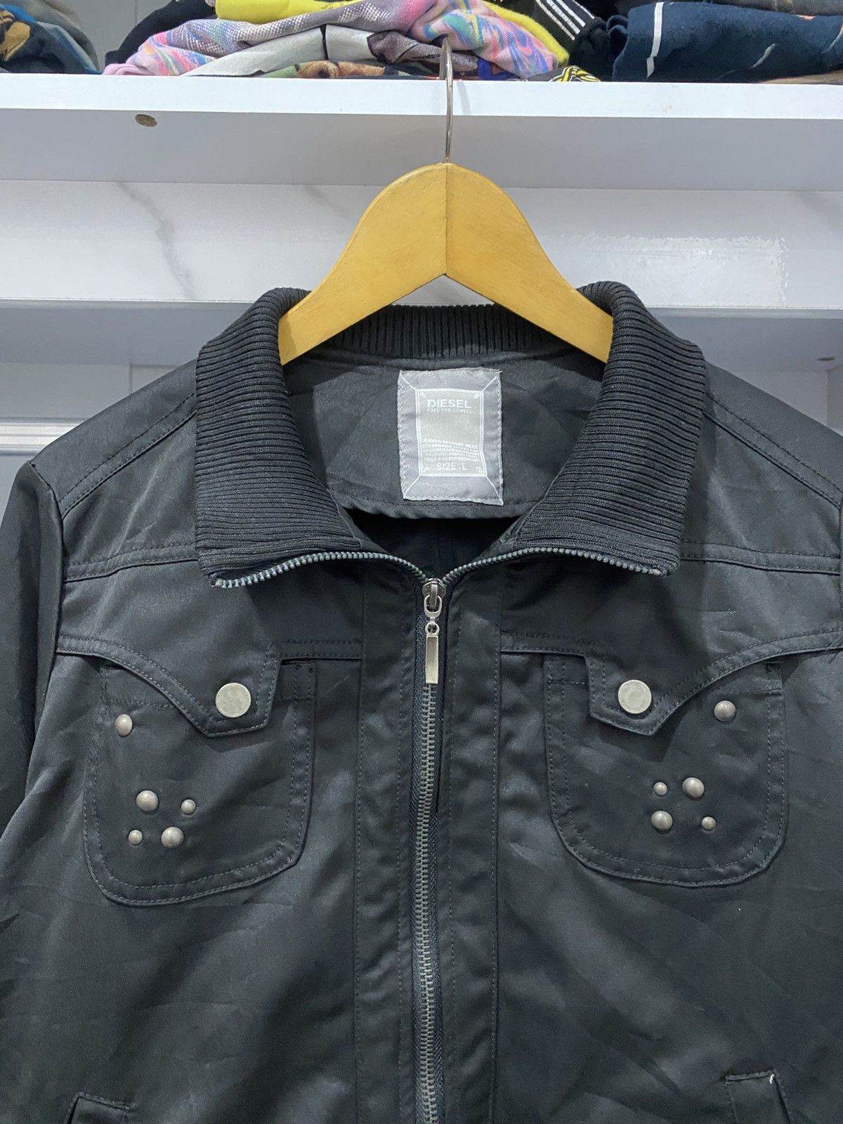 Diesel 💸BINDINGOFFER💸Diesel Jacket Crop Biker Studed Lgb Size US L / EU 52-54 / 3 - 2 Thumbnail