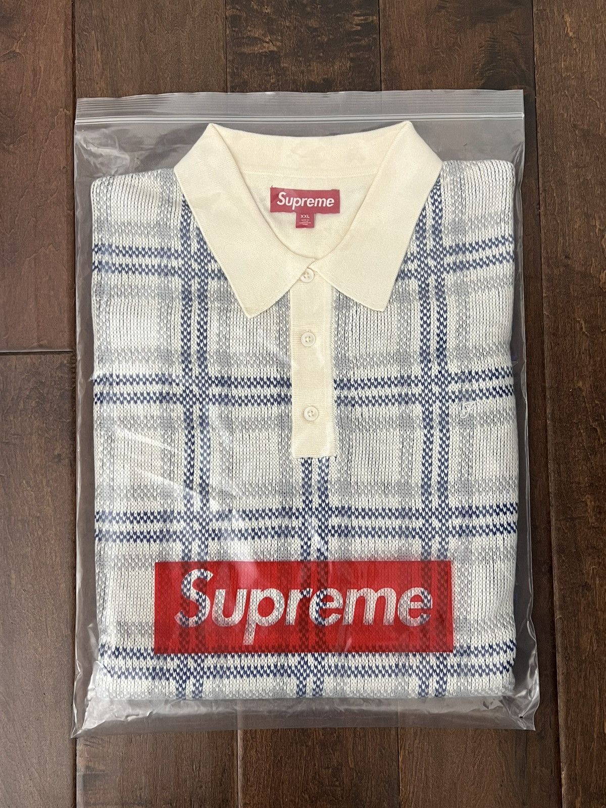 Supreme Supreme SS24 Plaid Knit S/S Polo Top White Size XXL New | Grailed