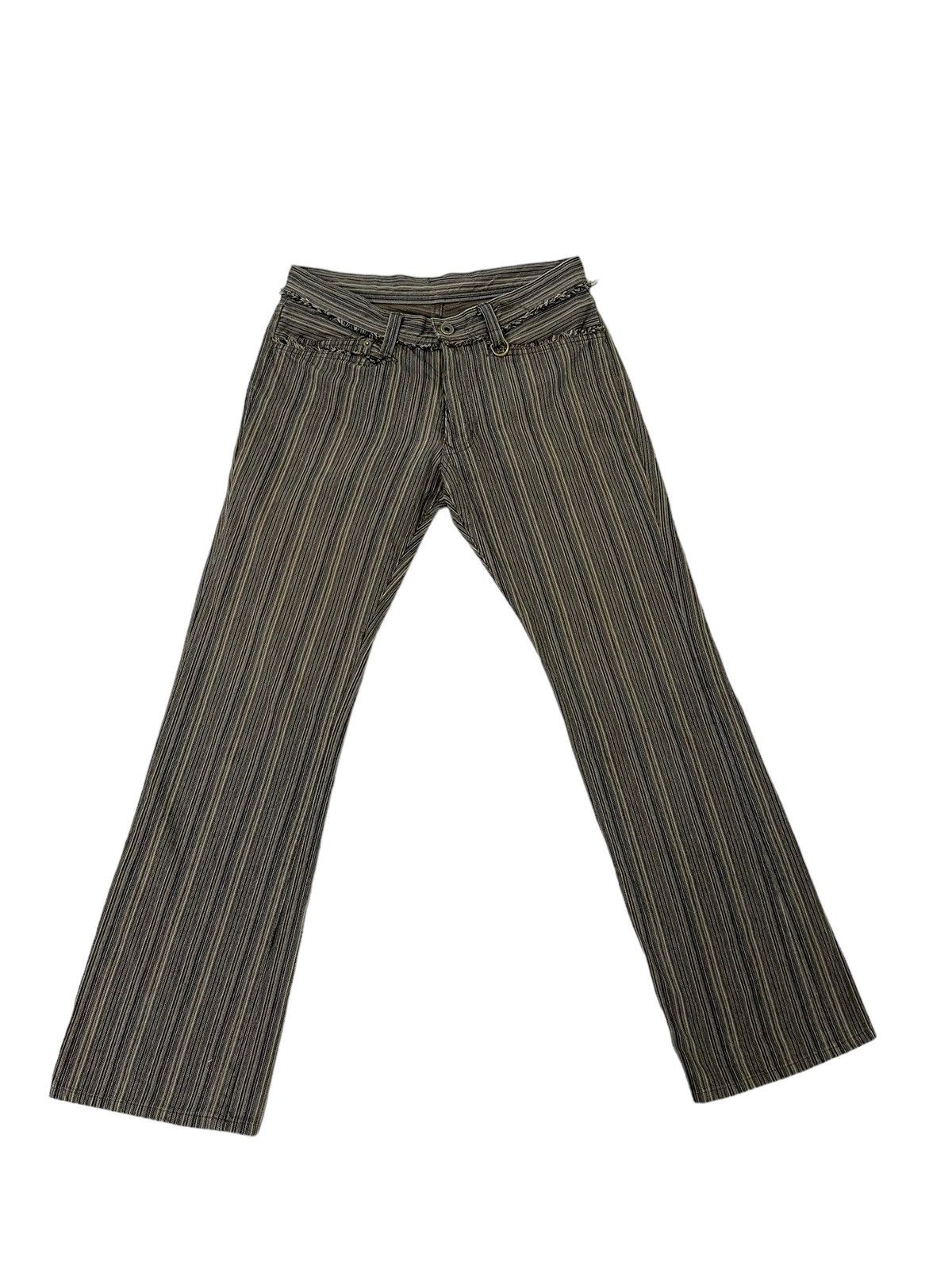 Japanese Brand Flare Jeans Nicole Club Striped Low Rise Boot Cut 7🟦8 Size US 29 - 2 Thumbnail