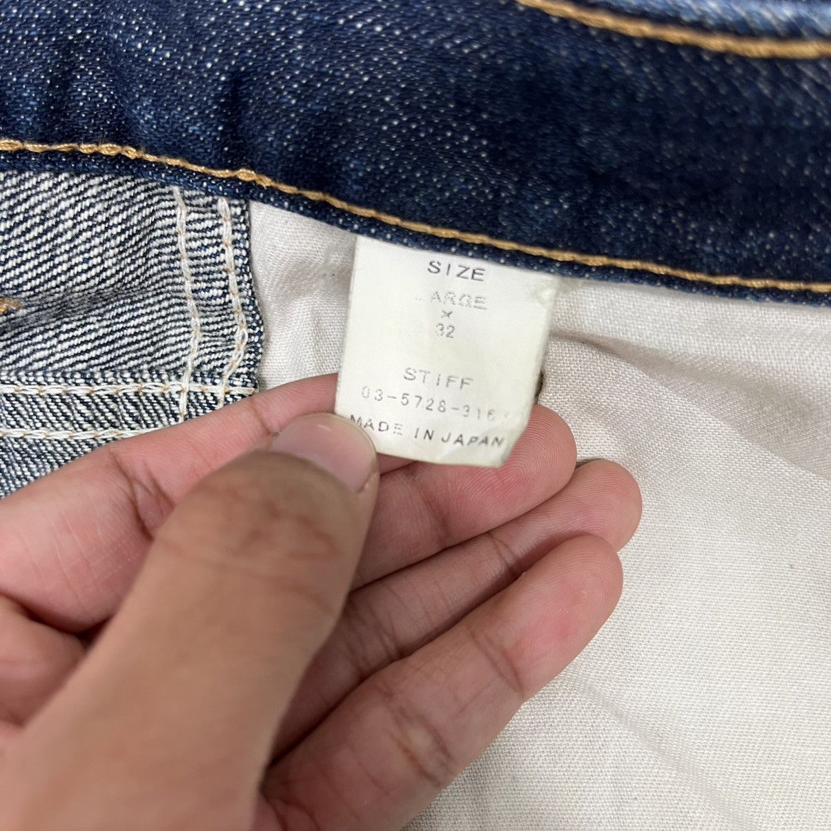 20471120 Vintage Stiff Denim Jeans Size 34" / US 12 / IT 48 - 19 Thumbnail