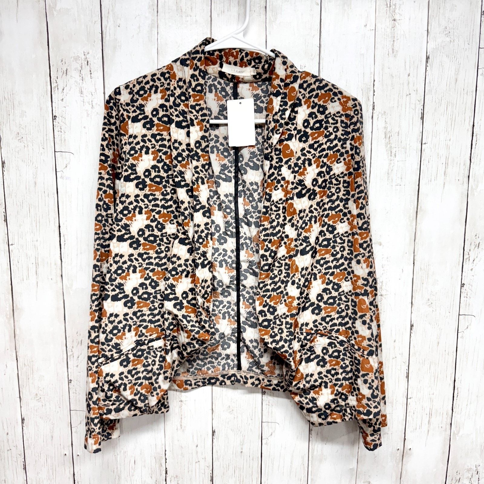 Other Lush Jacket Sz Small Leopard Open Front Long Sleeve Blazer Size S / US 4 / IT 40 - 1 Thumbnail
