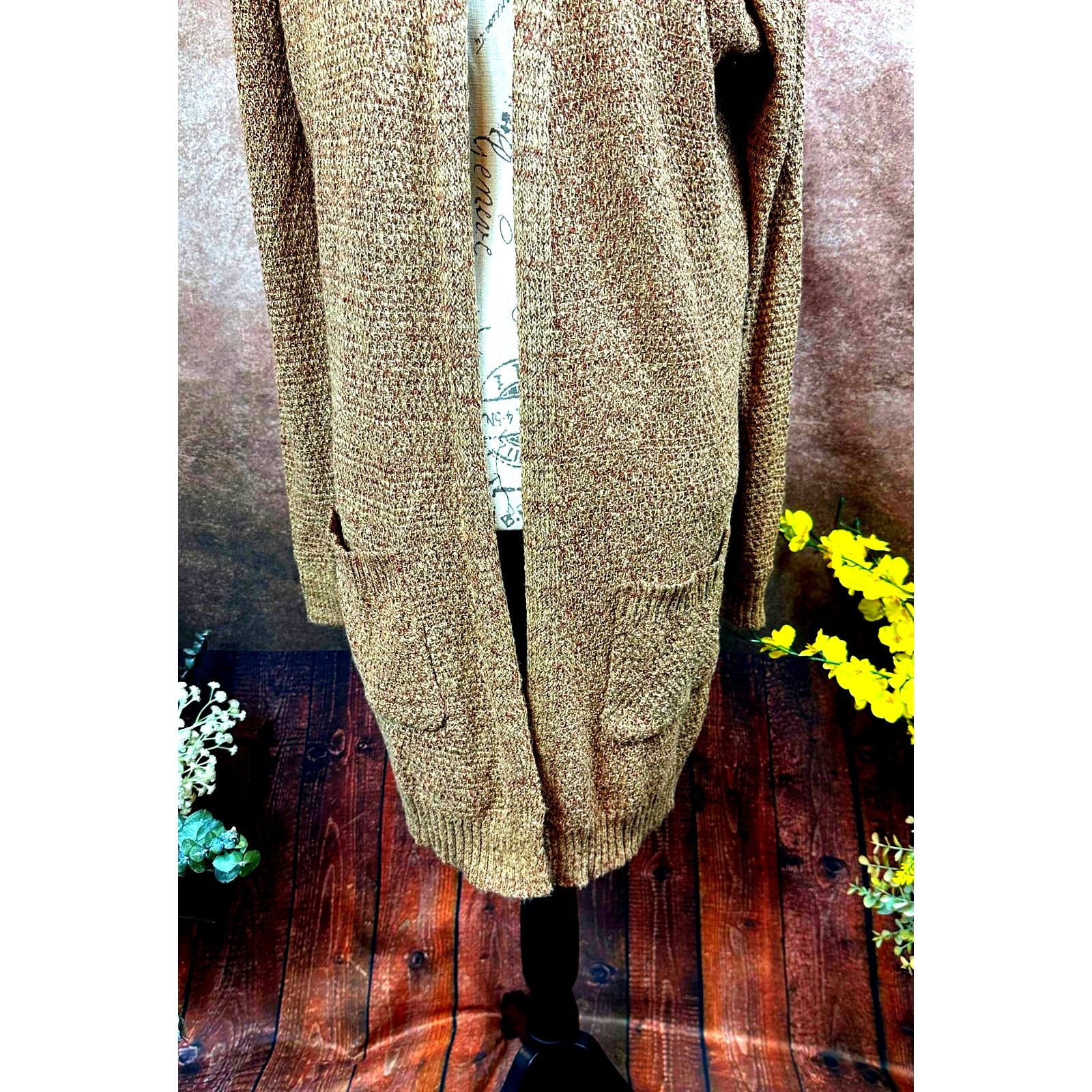 Other Love Ellie Speckled Long Open Front Cardigan Brown- size M Size M / US 6-8 / IT 42-44 - 5 Thumbnail