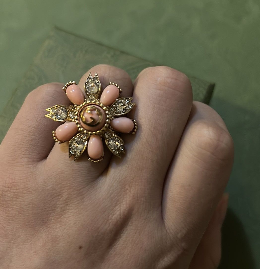Gucci Gucci Interlocking G Flower Ring Ottone/Resin/Strass Size ONE SIZE - 5 Thumbnail