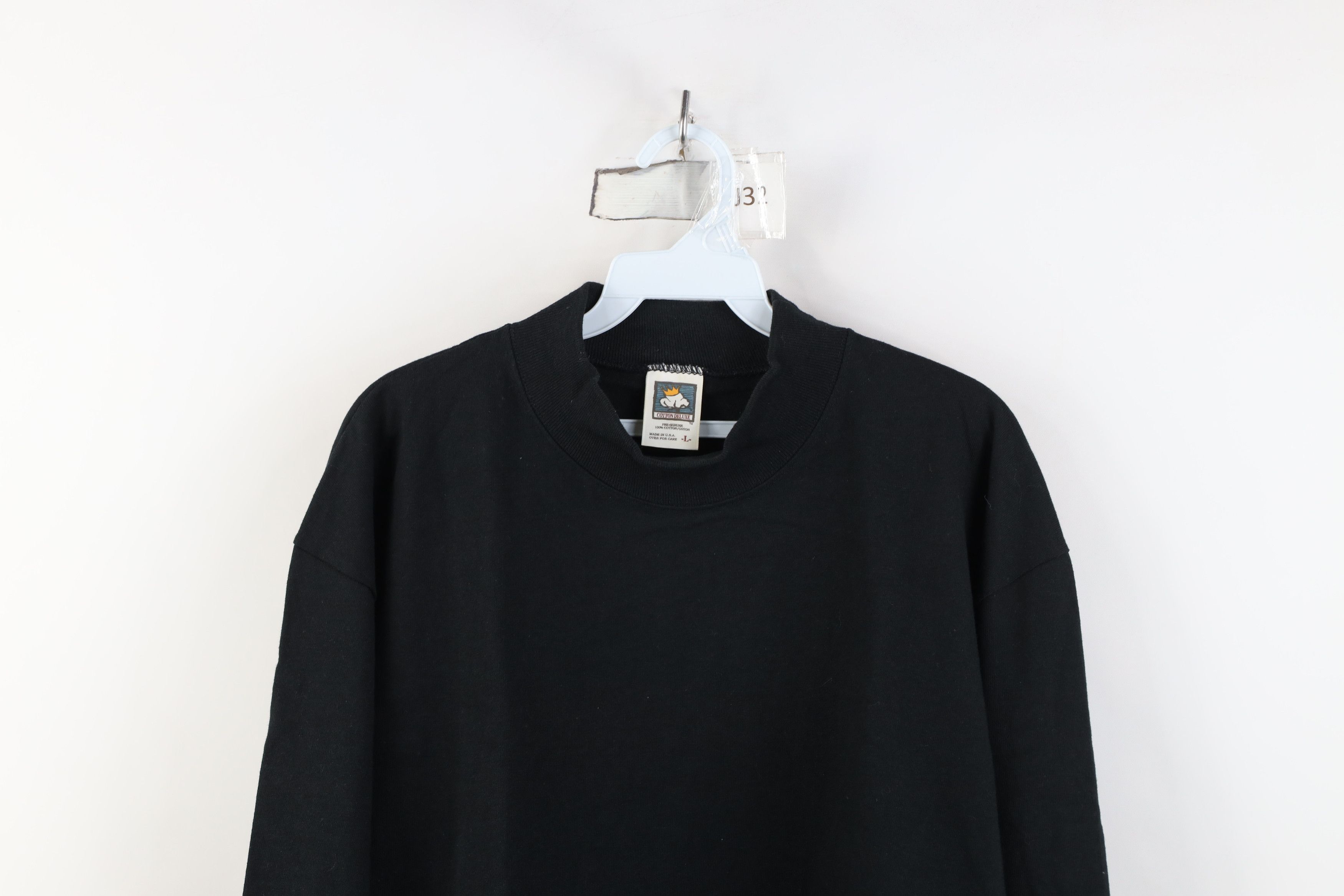 Vintage Vintage 90s Streetwear Cotton Mock Neck T-Shirt Black USA Size US L / EU 52-54 / 3 - 2 Thumbnail