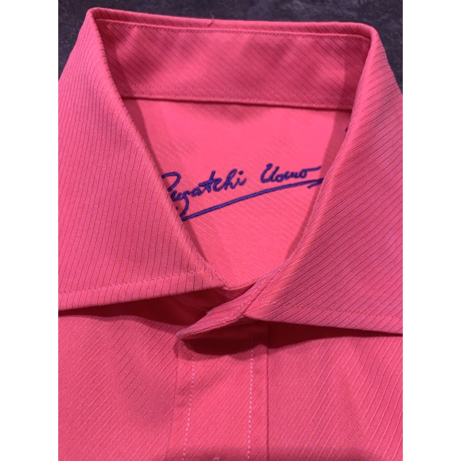 BUGATCHI VINTAGE Bugatchi Uomo Dress Shirt Long Sleeve Adult Large Pink Preowned Mens Size 42R - 5 Thumbnail