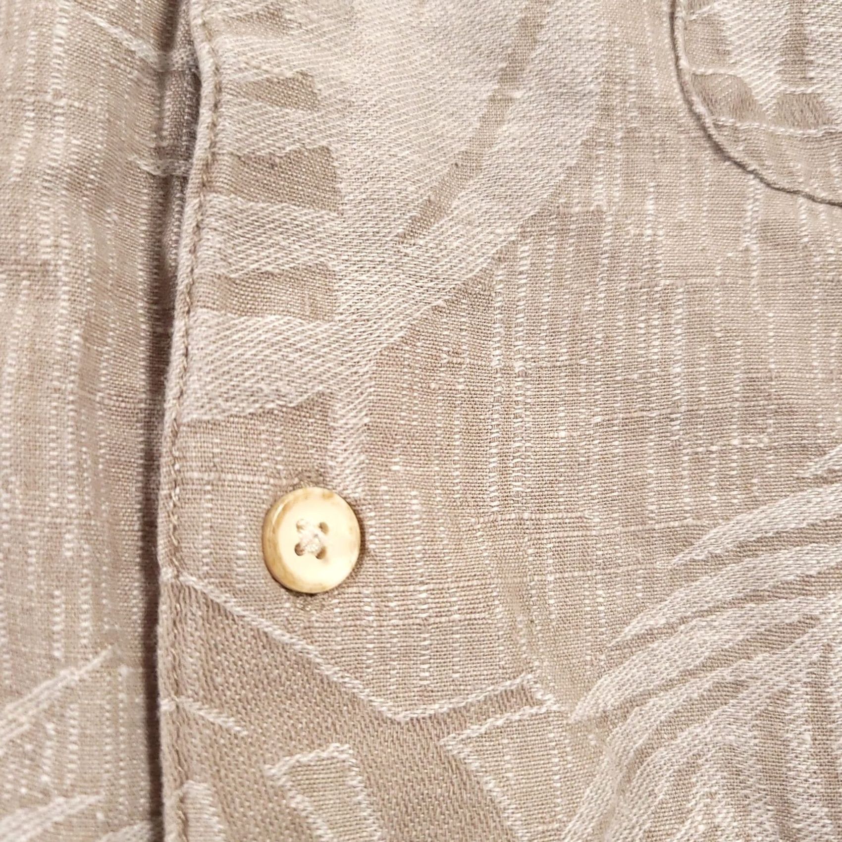 Tasso Elba Tasso Elba Shirt Mens XL Beige Palm Leaf Hawaiian Silk Linen Blend Button Up Size US XL / EU 56 / 4 - 5 Thumbnail