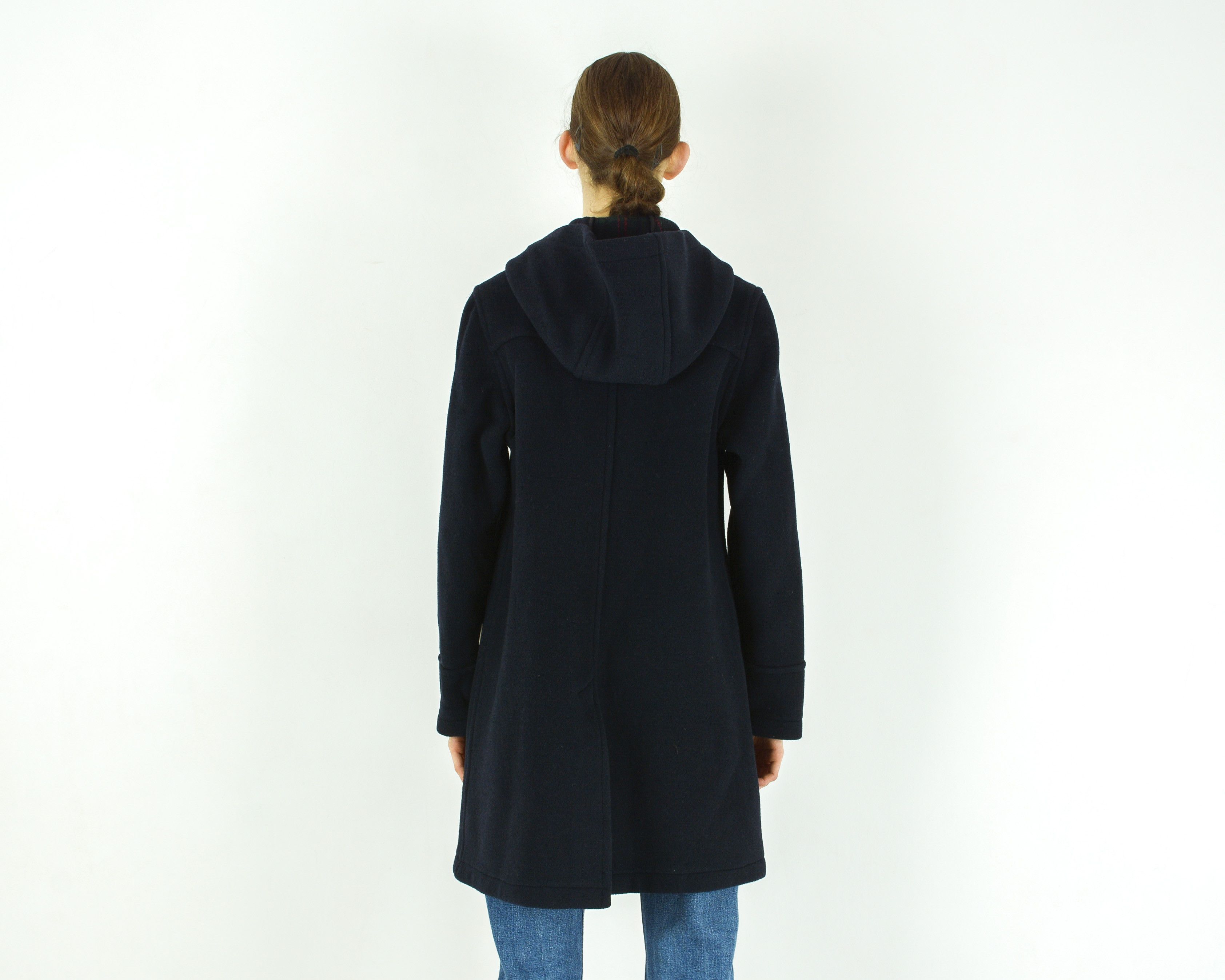Vintage London Tradition Wool Duffle Coat Hooded Jacket Parka Zip Up Size L / US 10 / IT 46 - 4 Thumbnail
