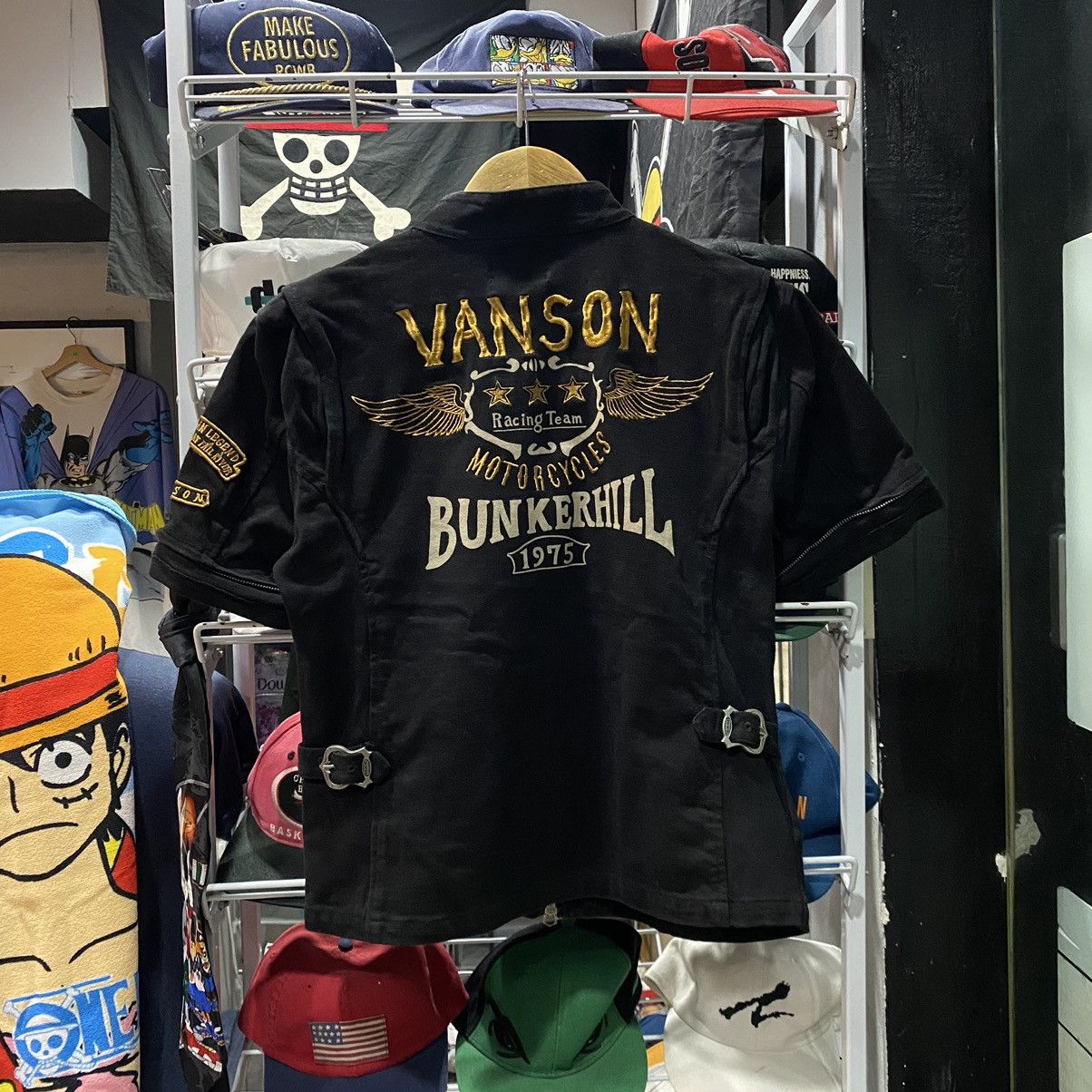 Image of Vanson Leathers VTG Vanson Cottons Motorcycles Boston Biker Shirt in Black, Men's (Size Small)