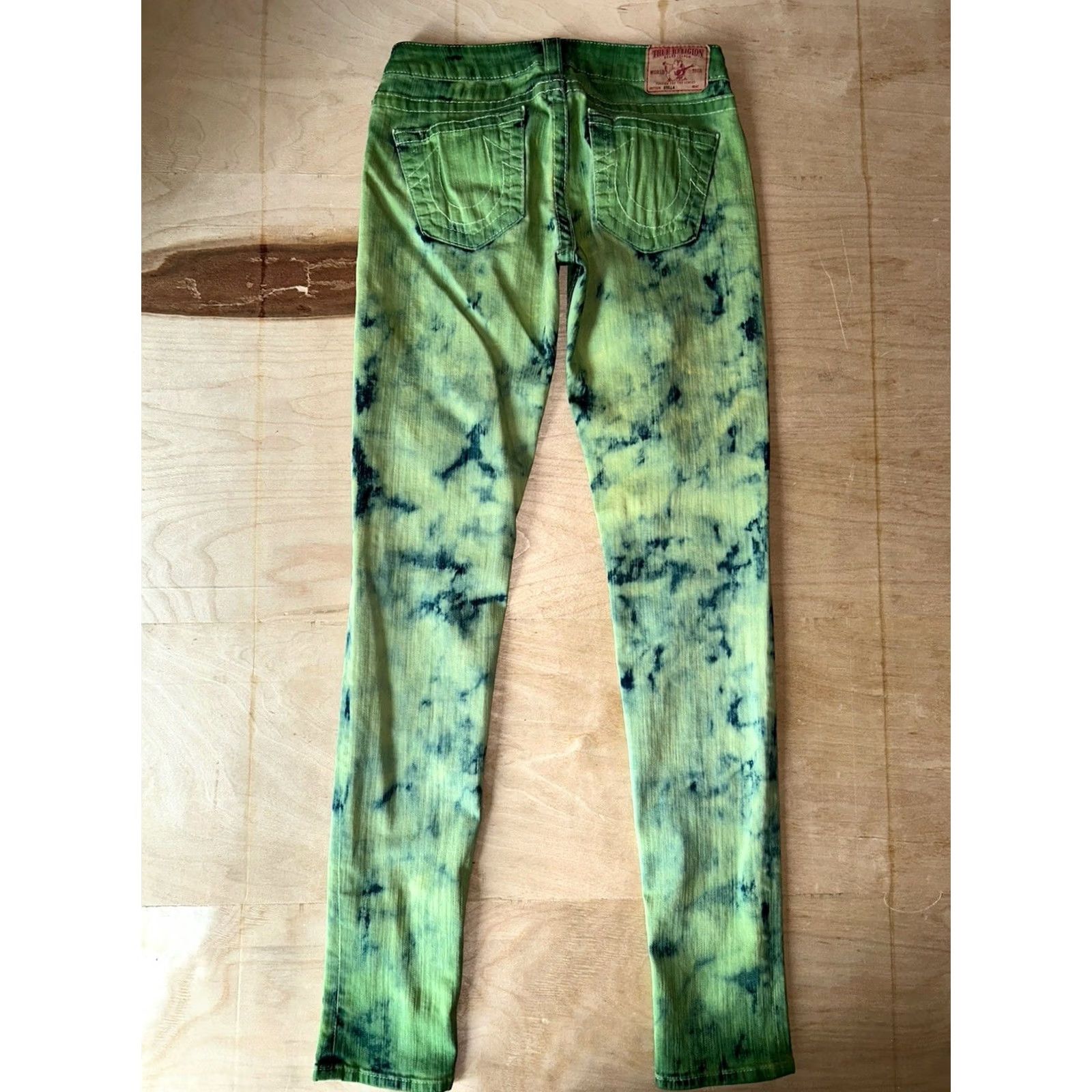 True Religion VINTAGE True Religion Stella Jeans Denim Womens 28x33 USA Green Tie Dye Acid Washed Size 28" / US 6 / IT 42 - 3 Thumbnail
