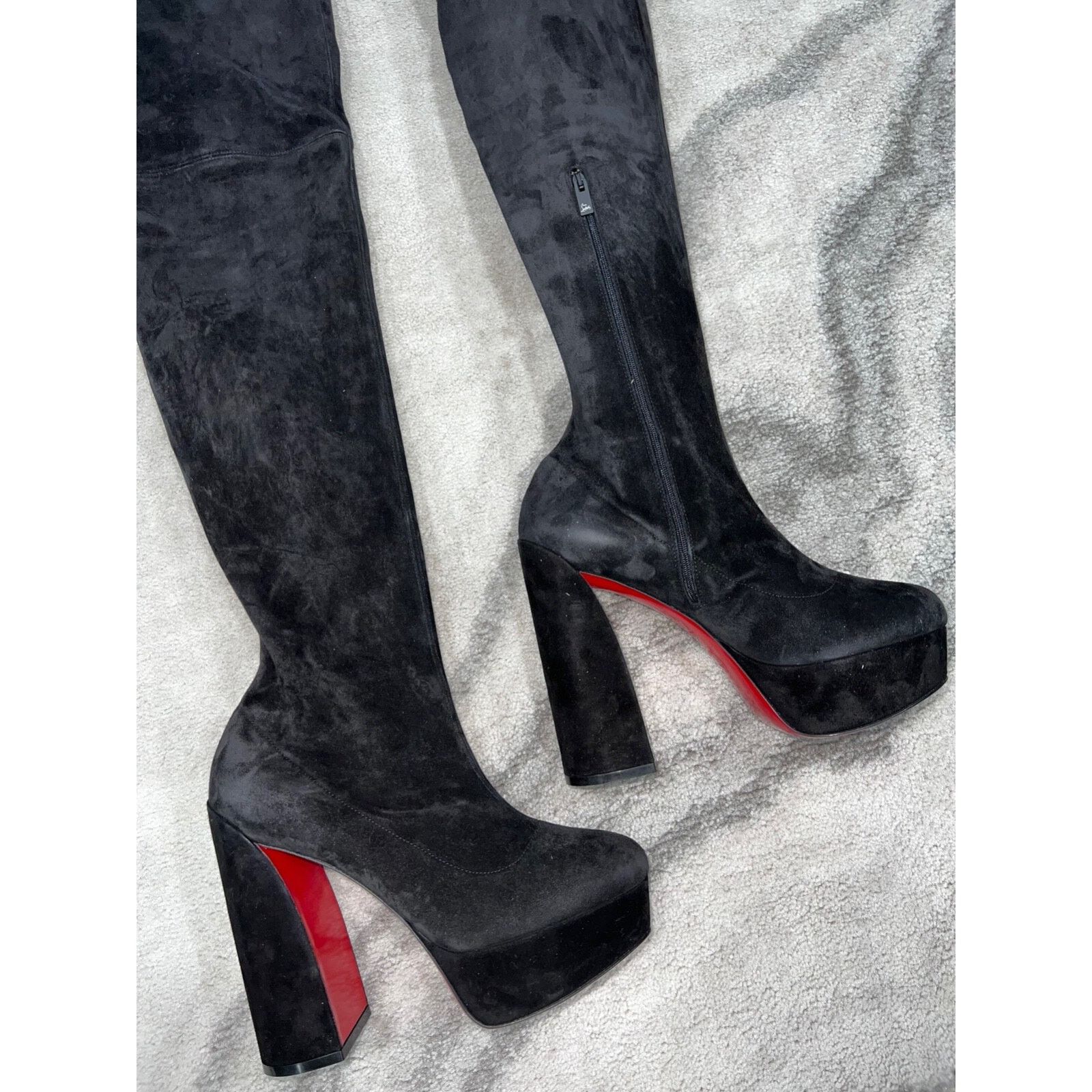 Christian Louboutin Christian Louboutin Movida Alta Botta 130 Black Suede Thigh Size US 6 / IT 36 - 4 Thumbnail